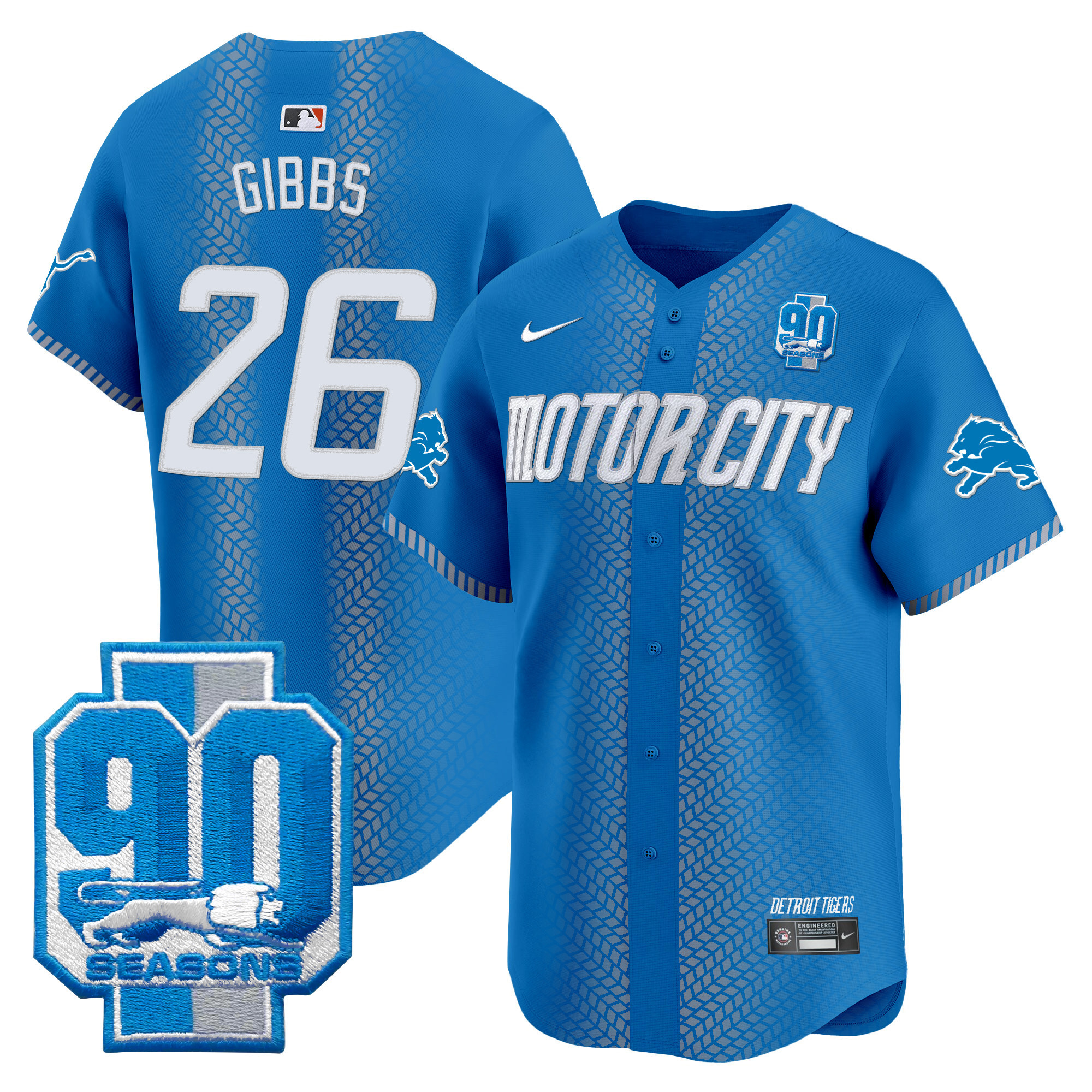 Men's Detroit Lions 90th Year Patch Vapor Premier Limited Jersey - All Stitched - Image 23