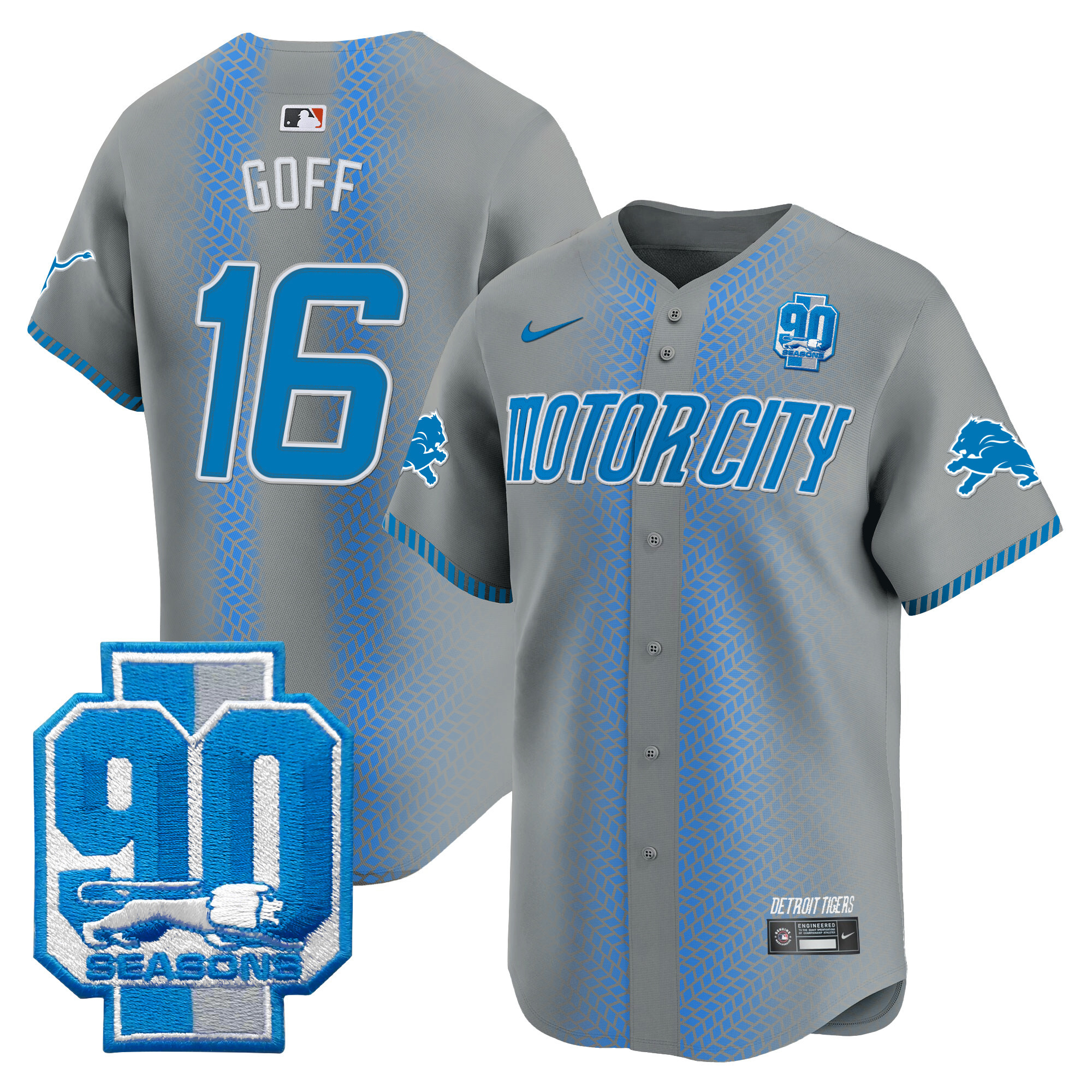 Men's Detroit Lions 90th Year Patch Vapor Premier Limited Jersey - All Stitched - Image 26