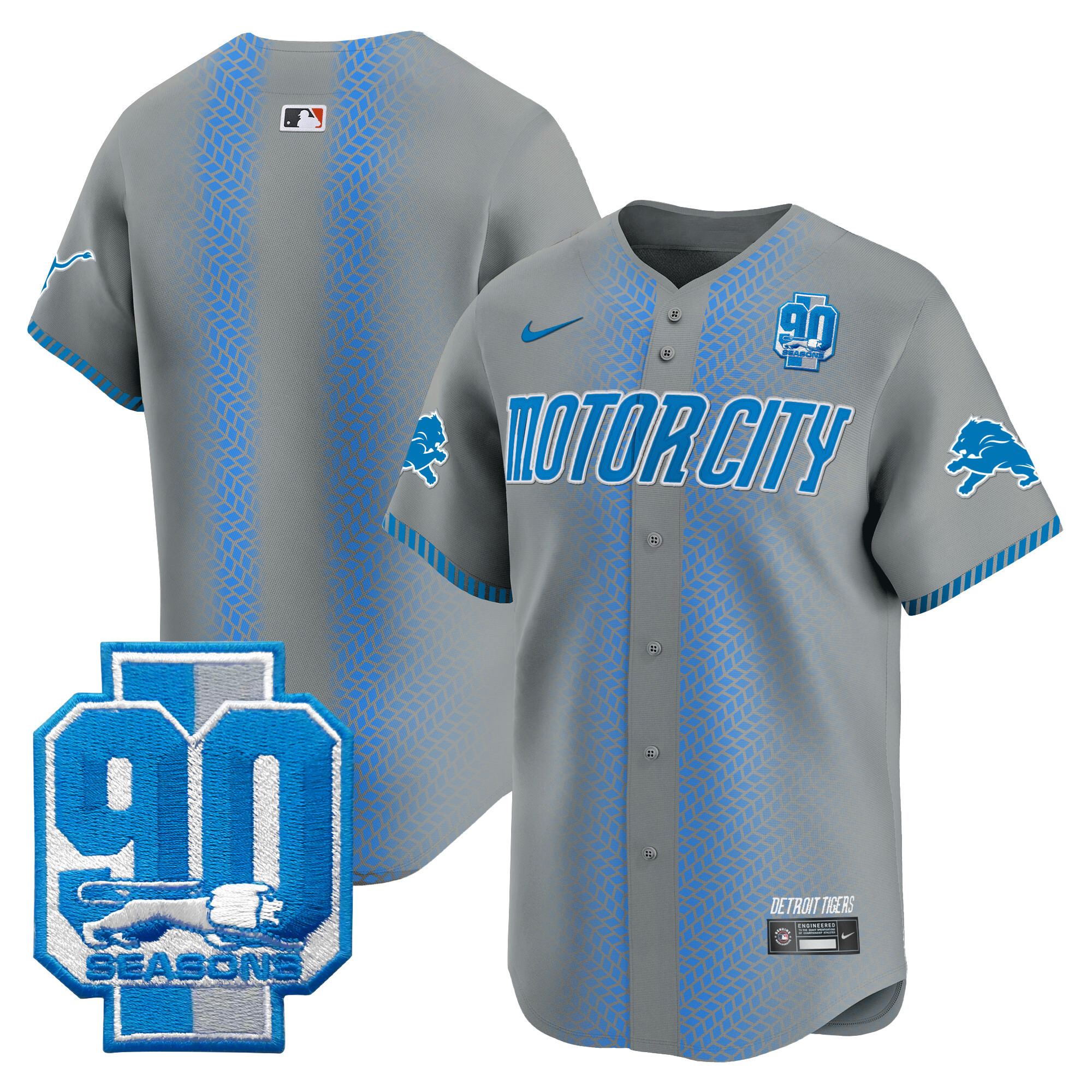 Men's Detroit Lions 90th Year Patch Vapor Premier Limited Jersey - All Stitched - Image 32