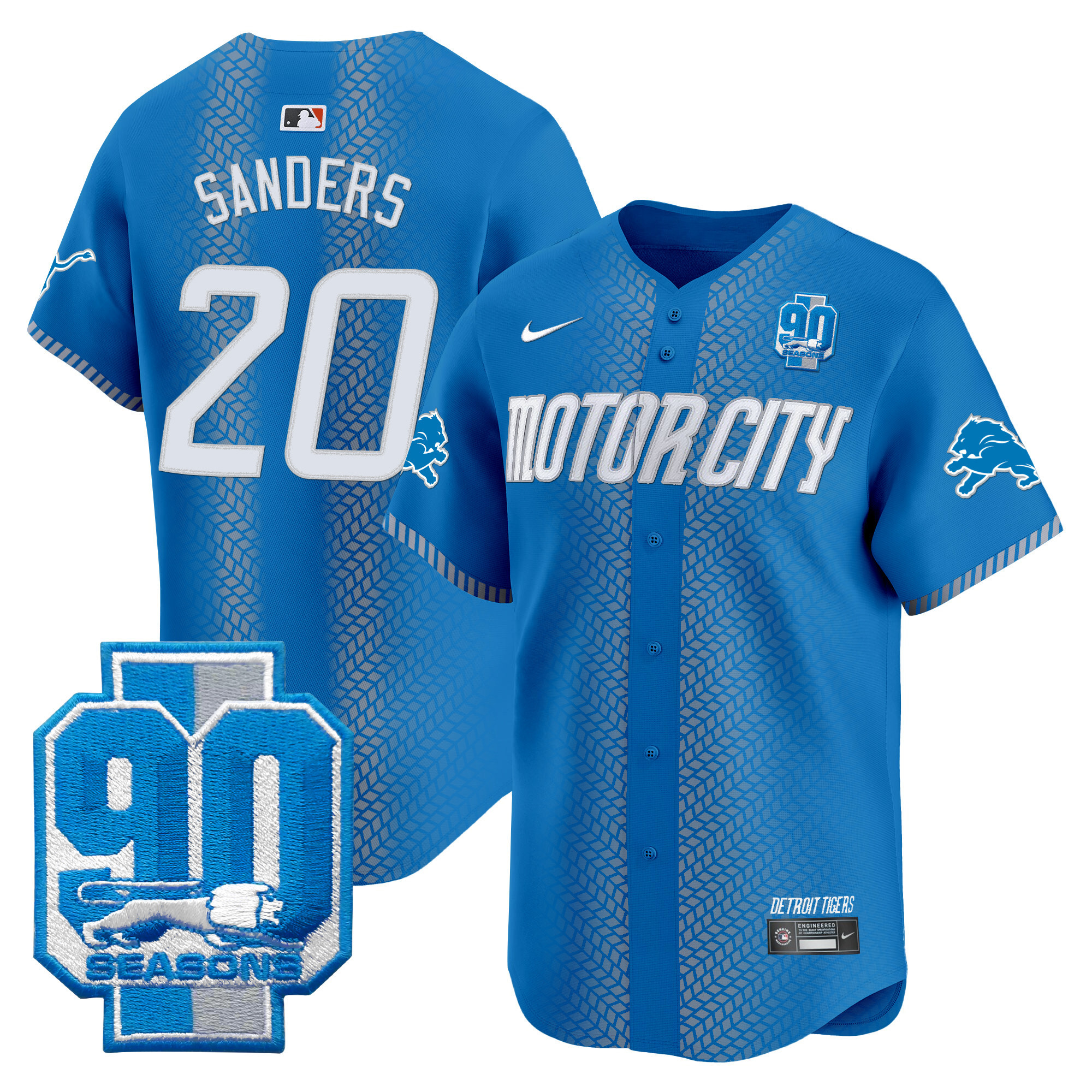Men's Detroit Lions 90th Year Patch Vapor Premier Limited Jersey - All Stitched - Image 21