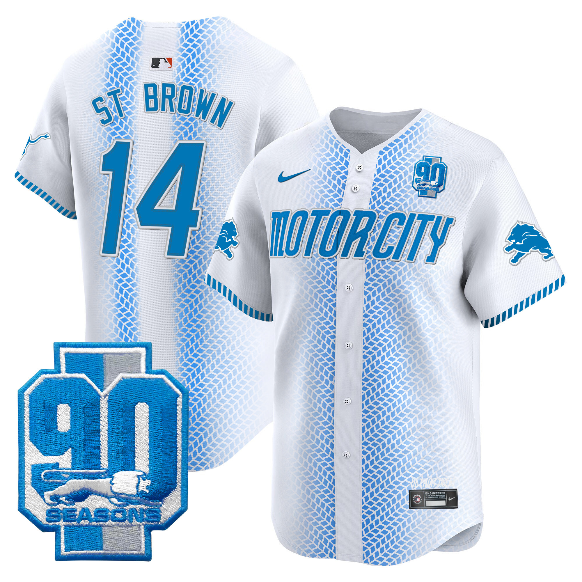 Men's Detroit Lions 90th Year Patch Vapor Premier Limited Jersey - All Stitched - Image 11