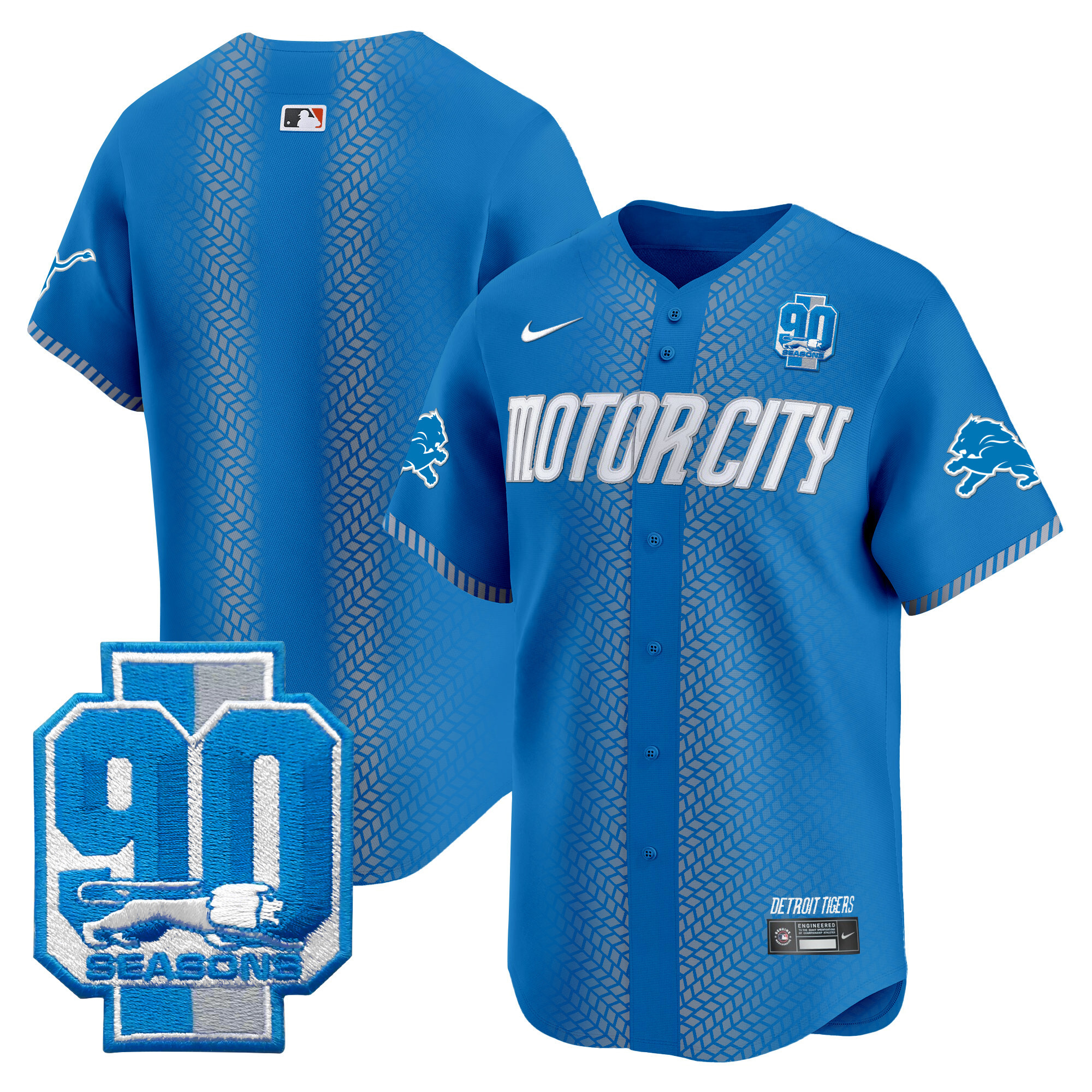 Men's Detroit Lions 90th Year Patch Vapor Premier Limited Jersey - All Stitched - Image 24