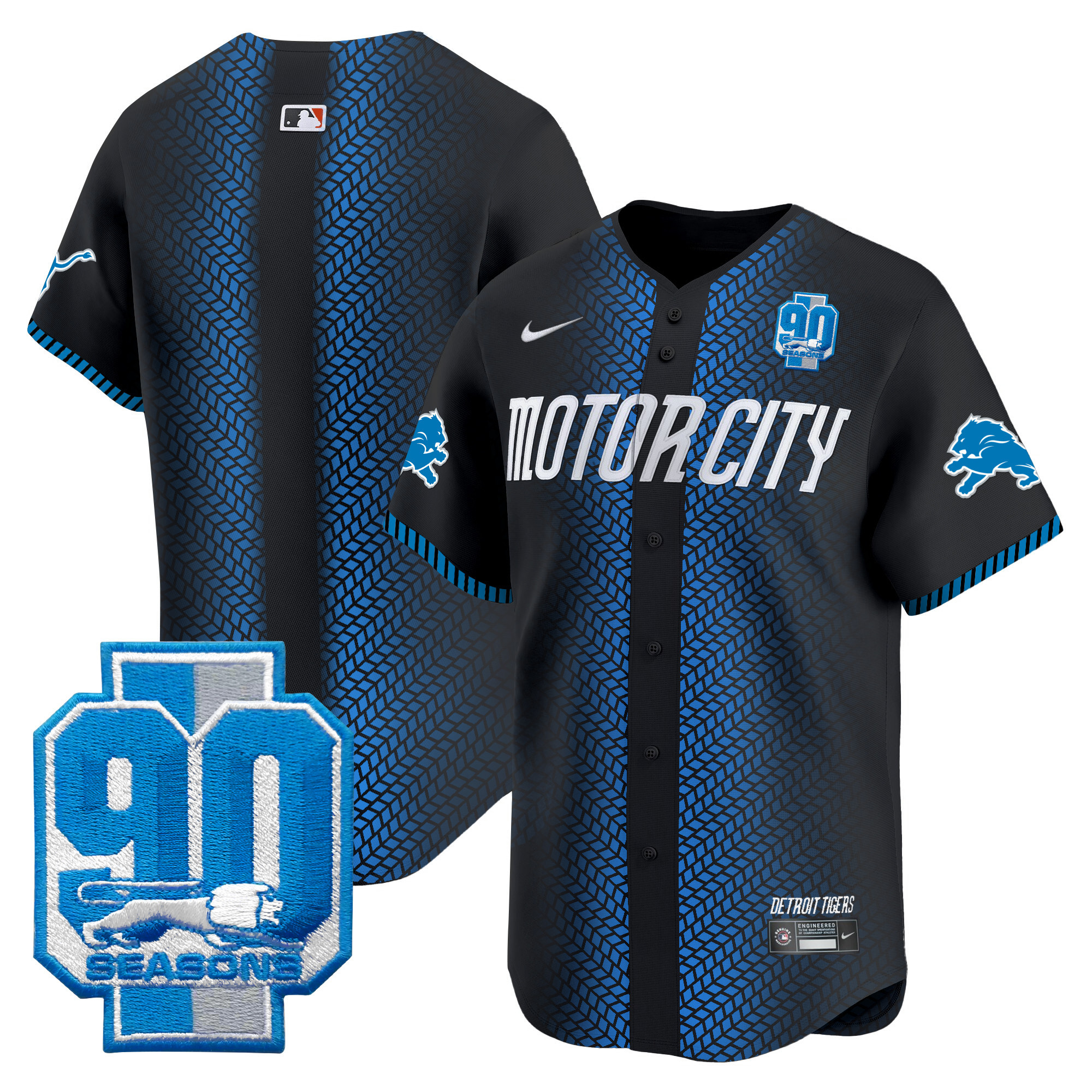 Men's Detroit Lions 90th Year Patch Vapor Premier Limited Jersey - All Stitched - Image 8