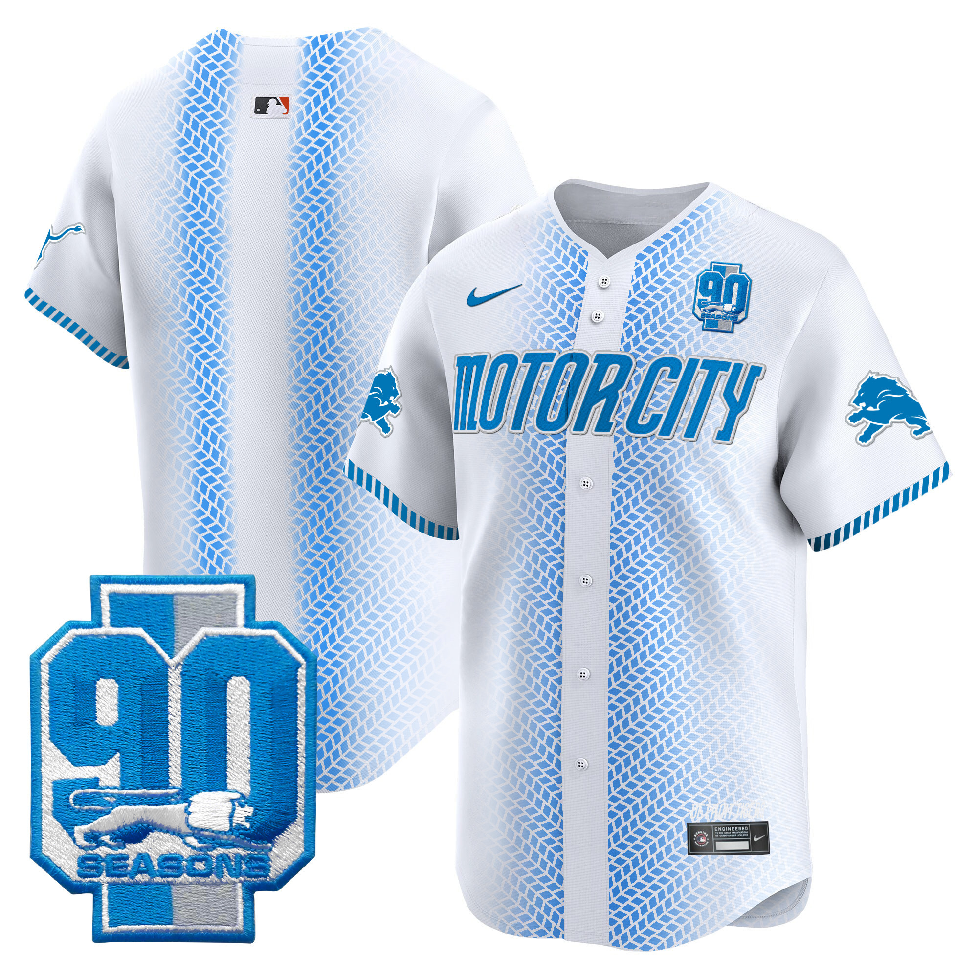Men's Detroit Lions 90th Year Patch Vapor Premier Limited Jersey - All Stitched - Image 16