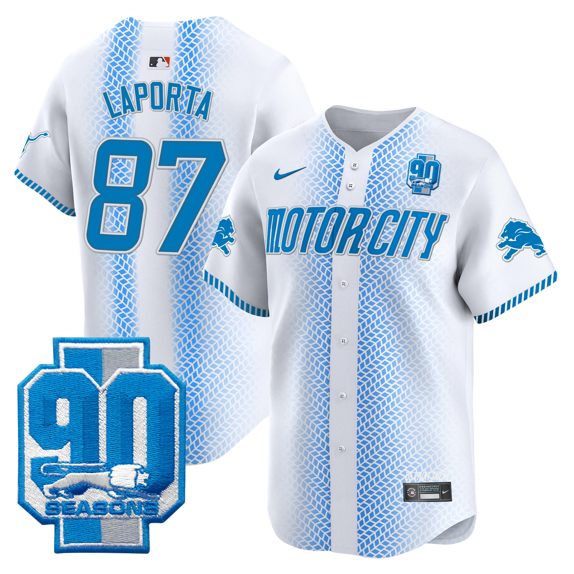 Men's Detroit Lions 90th Year Patch Vapor Premier Limited Jersey - All Stitched - Image 14