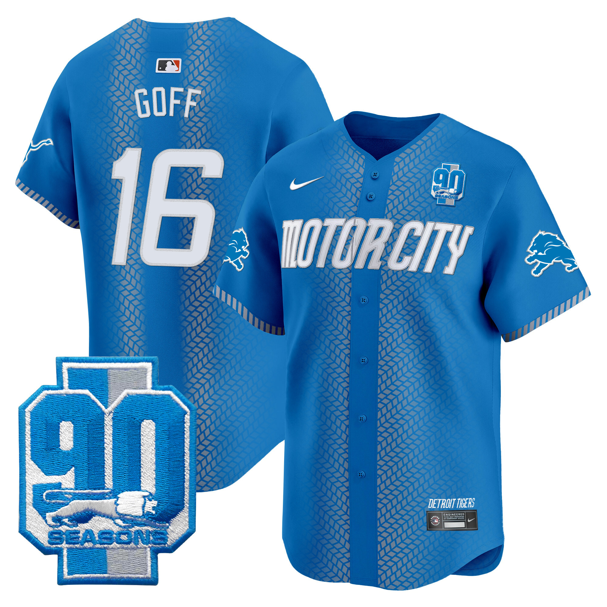 Men's Detroit Lions 90th Year Patch Vapor Premier Limited Jersey - All Stitched - Image 18