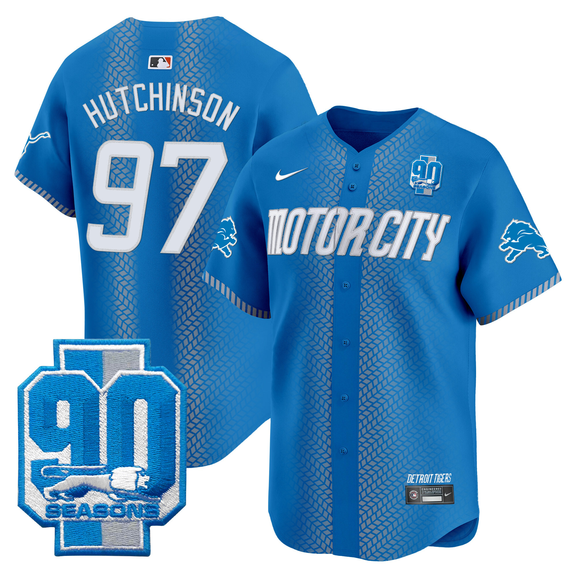 Men's Detroit Lions 90th Year Patch Vapor Premier Limited Jersey - All Stitched - Image 17