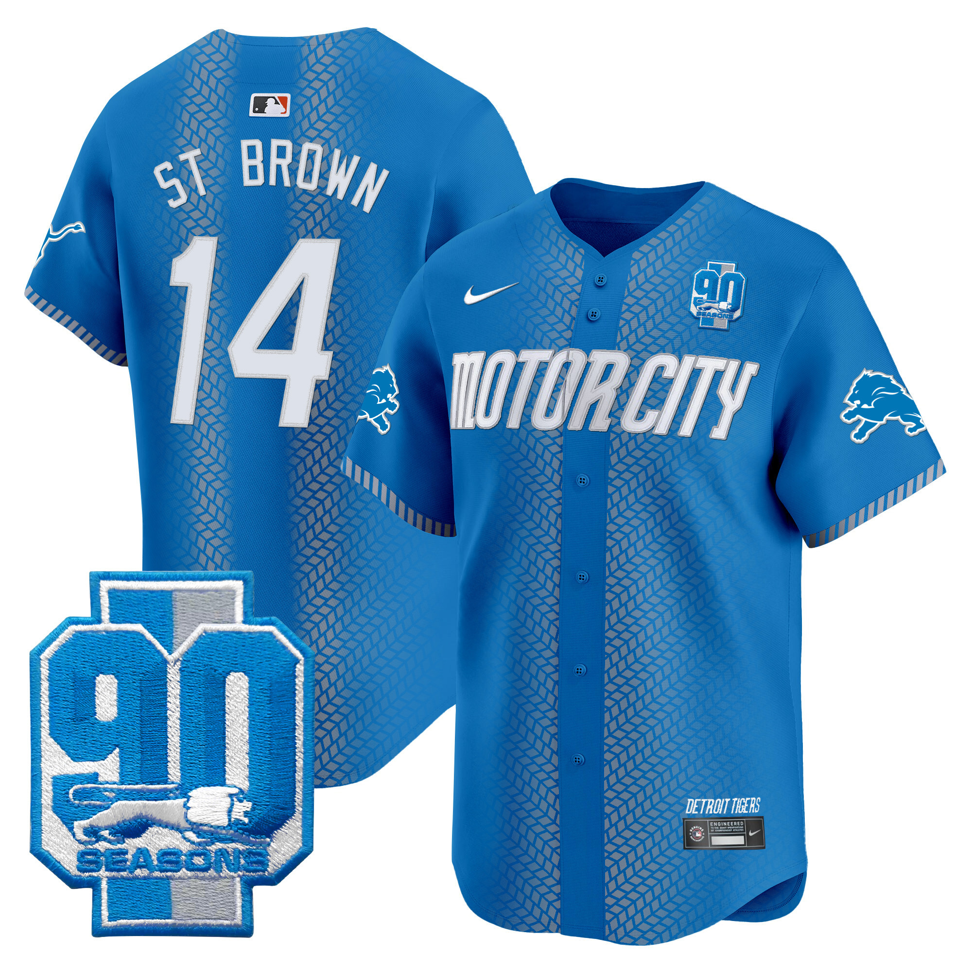 Men's Detroit Lions 90th Year Patch Vapor Premier Limited Jersey - All Stitched - Image 19