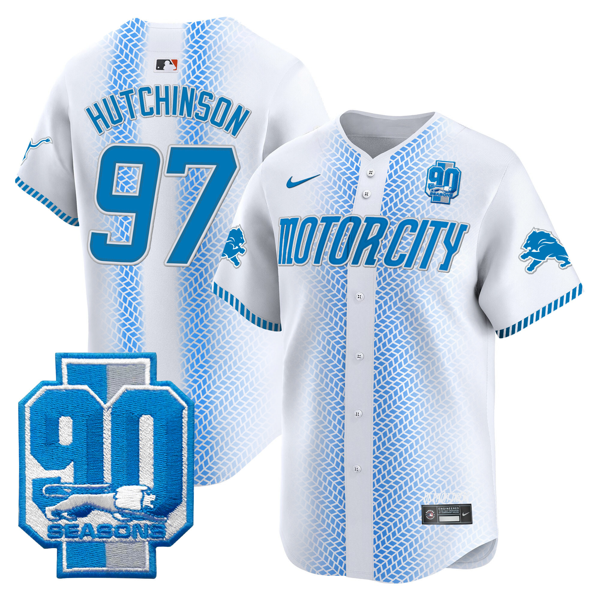 Men's Detroit Lions 90th Year Patch Vapor Premier Limited Jersey - All Stitched - Image 9
