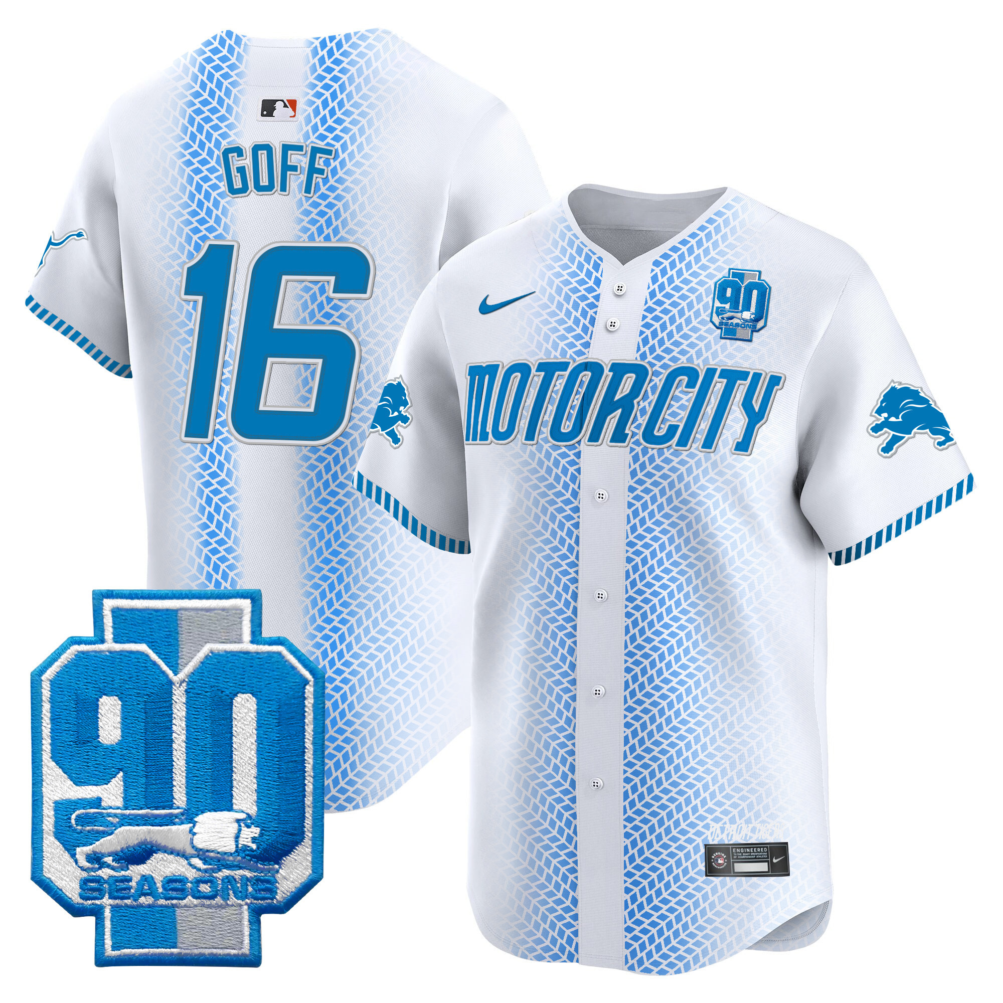 Men's Detroit Lions 90th Year Patch Vapor Premier Limited Jersey - All Stitched - Image 10