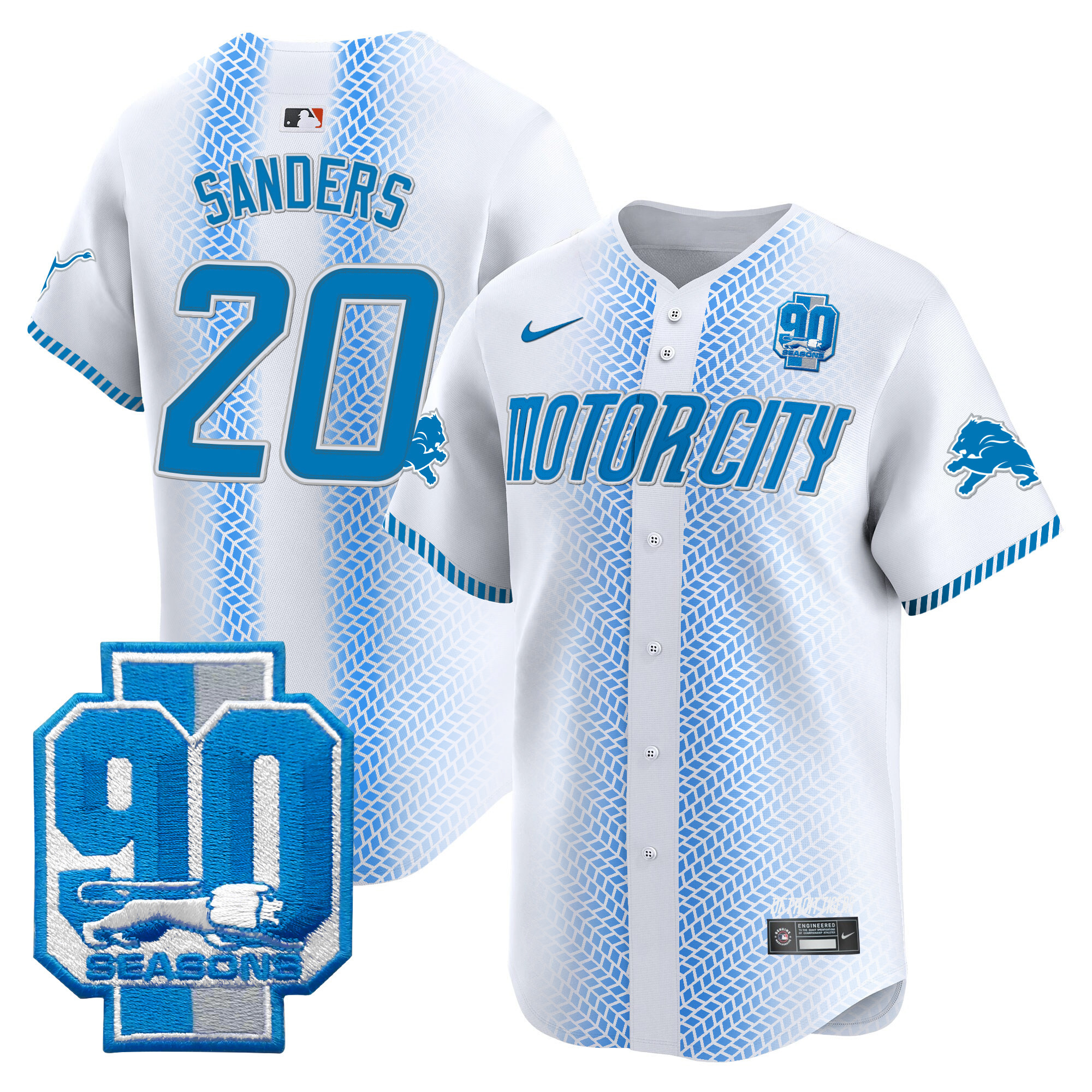 Men's Detroit Lions 90th Year Patch Vapor Premier Limited Jersey - All Stitched - Image 13