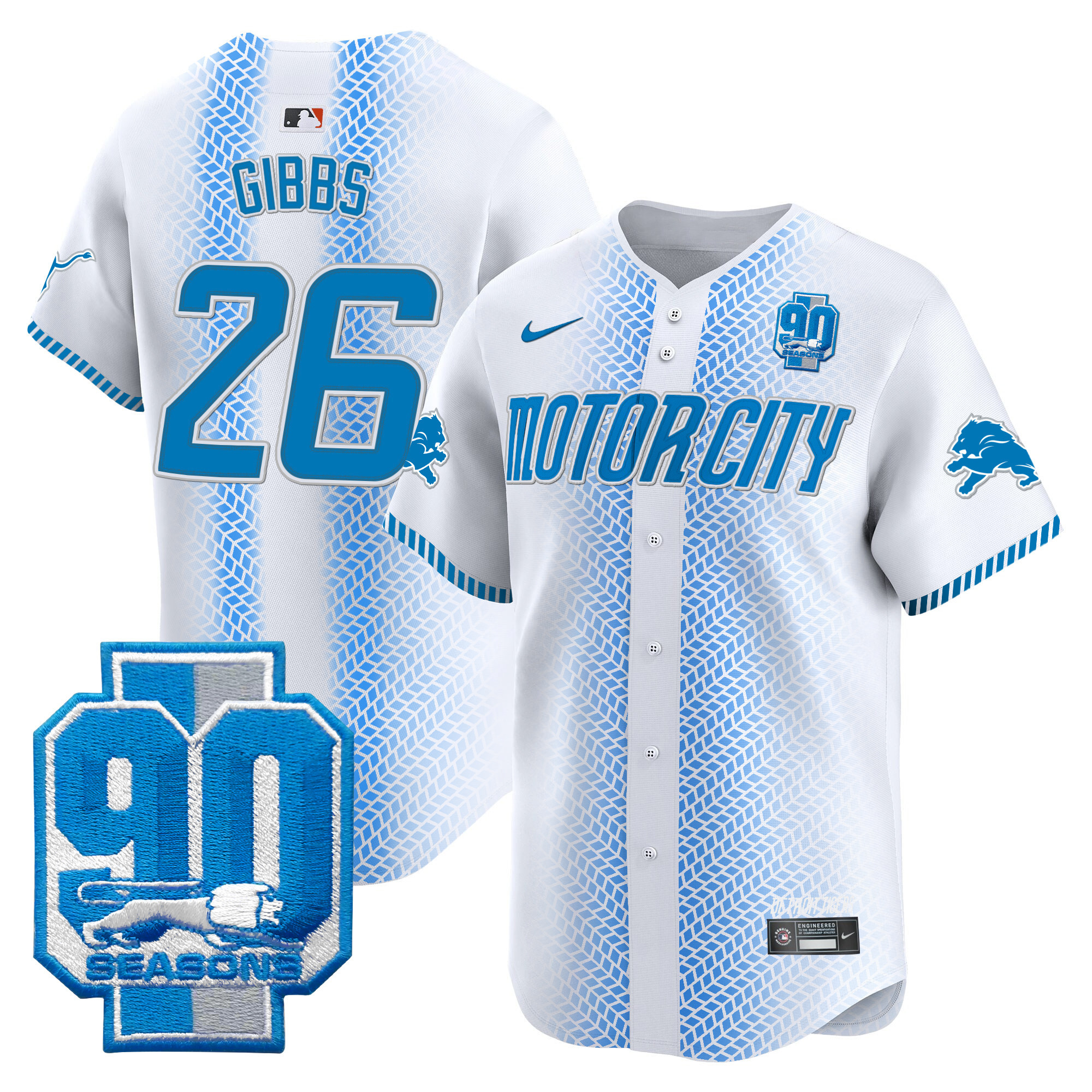 Men's Detroit Lions 90th Year Patch Vapor Premier Limited Jersey - All Stitched - Image 15