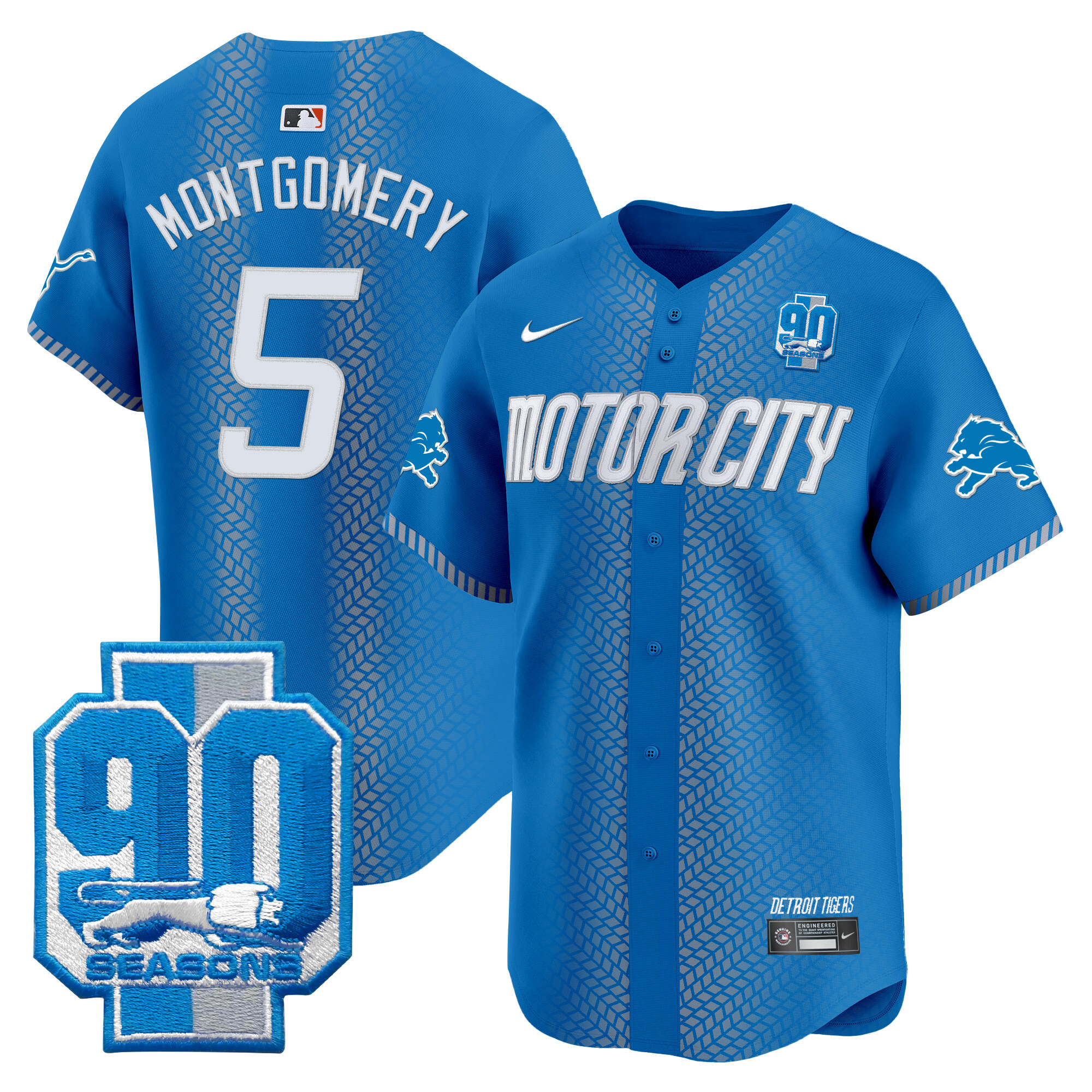 Men's Detroit Lions 90th Year Patch Vapor Premier Limited Jersey - All Stitched - Image 20