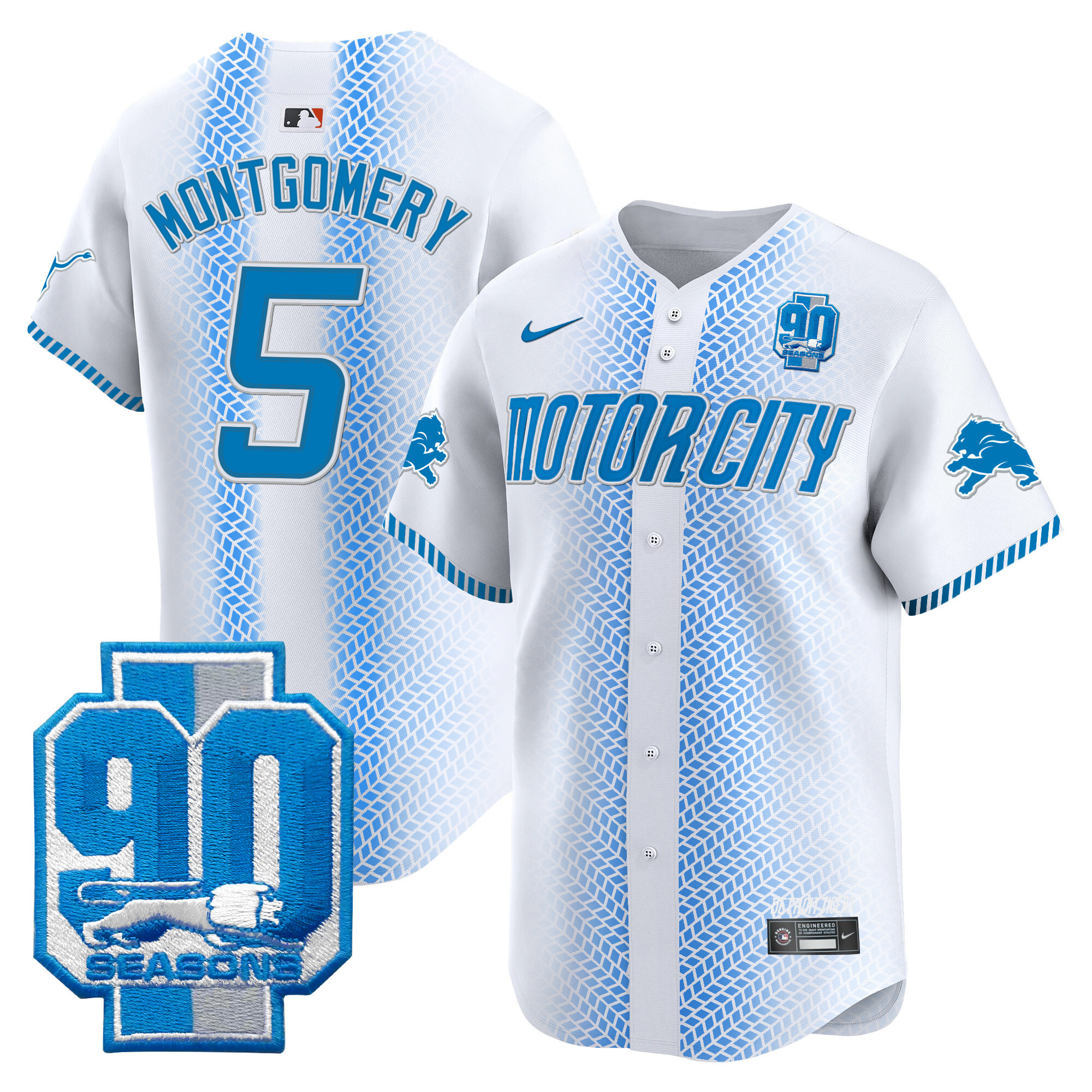 Men's Detroit Lions 90th Year Patch Vapor Premier Limited Jersey - All Stitched - Image 12