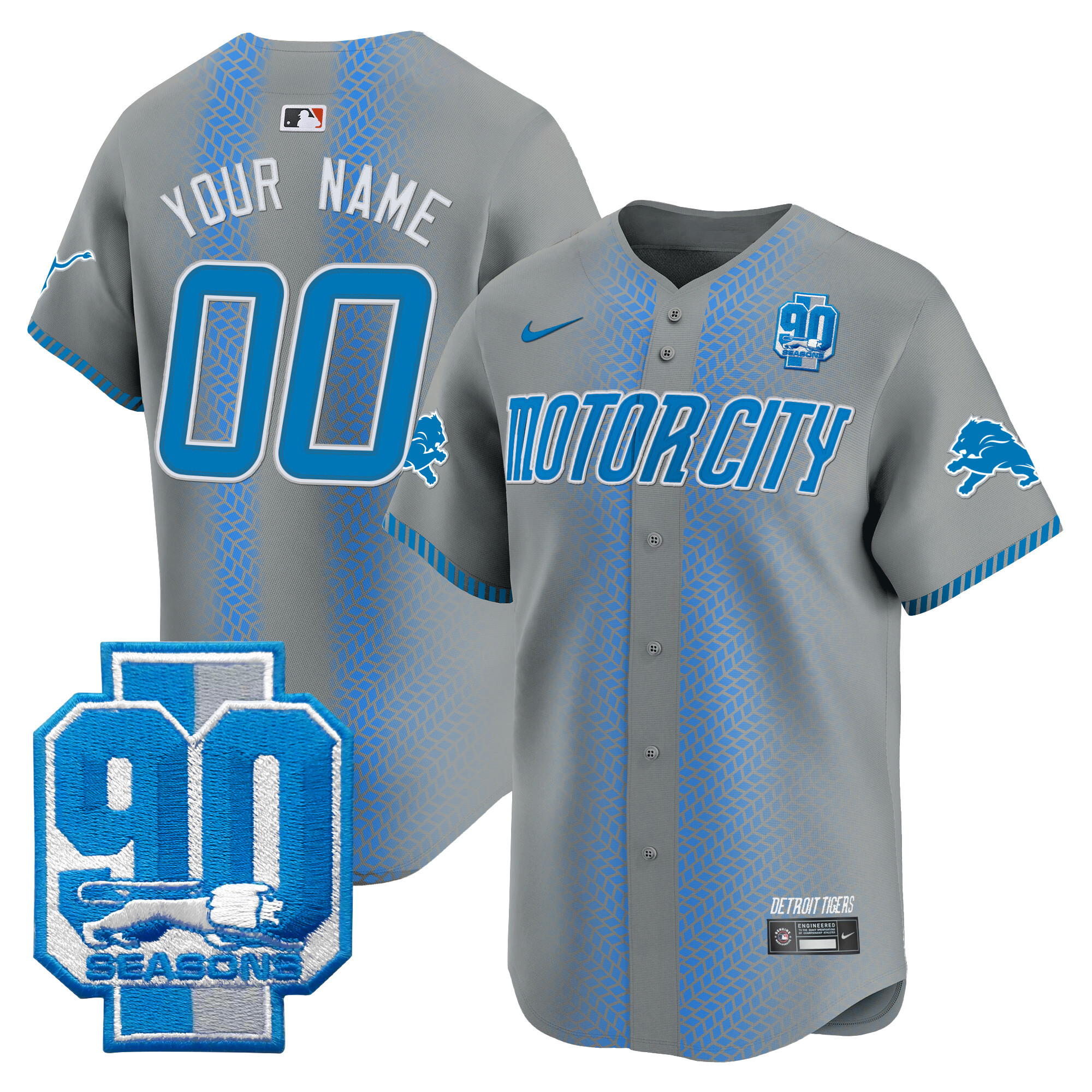 Detroit Lions 90th Year Patch Vapor Premier Limited Custom Jersey - All Stitched - Image 4