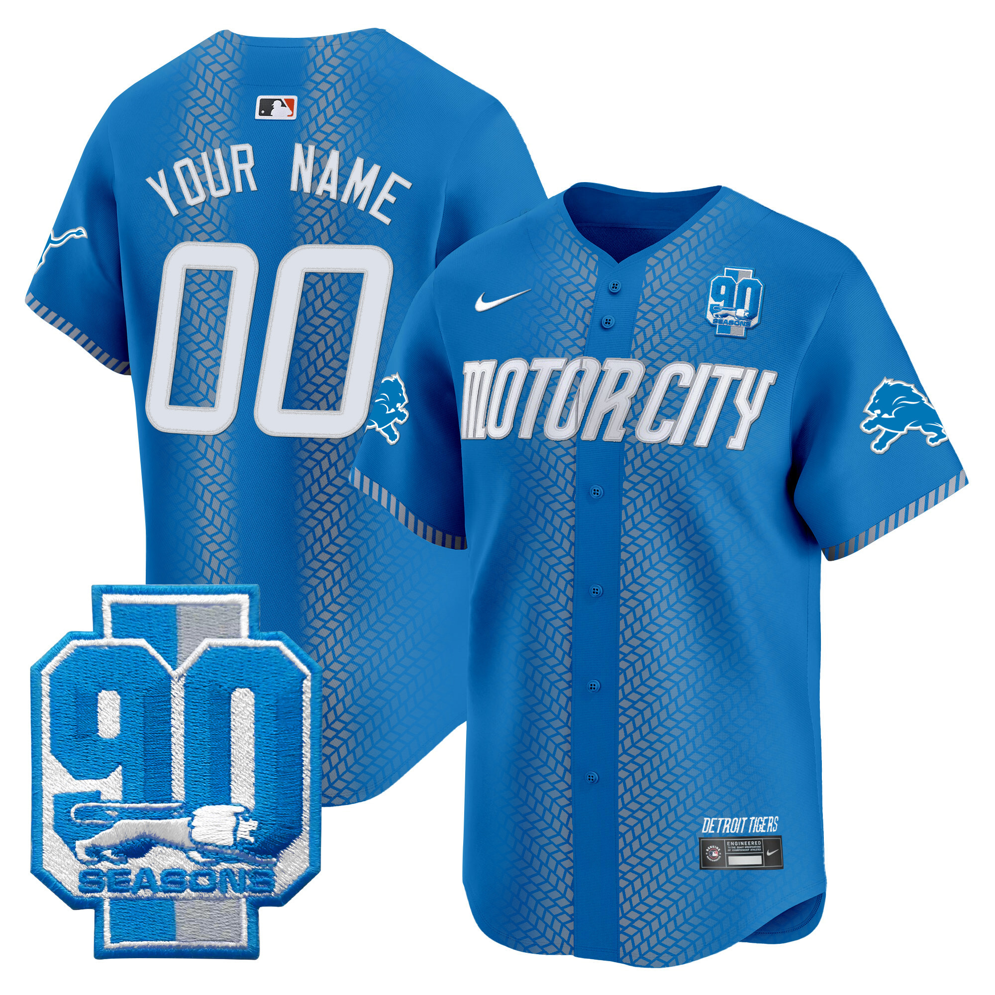 Detroit Lions 90th Year Patch Vapor Premier Limited Custom Jersey - All Stitched - Image 3
