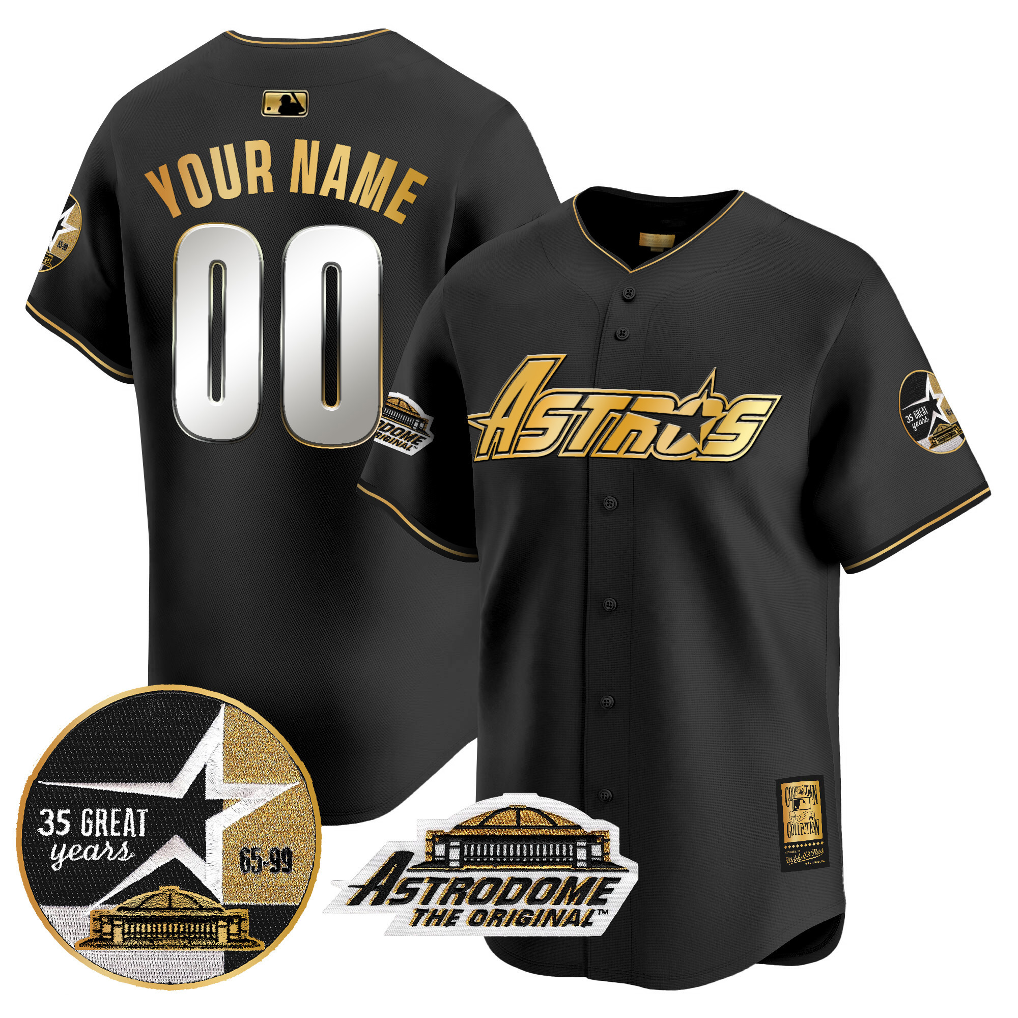 Astros 1999 Throwback 35th & Astrodome Patch Vapor Premier Limited Custom Jersey V3 - All Stitched - Image 2