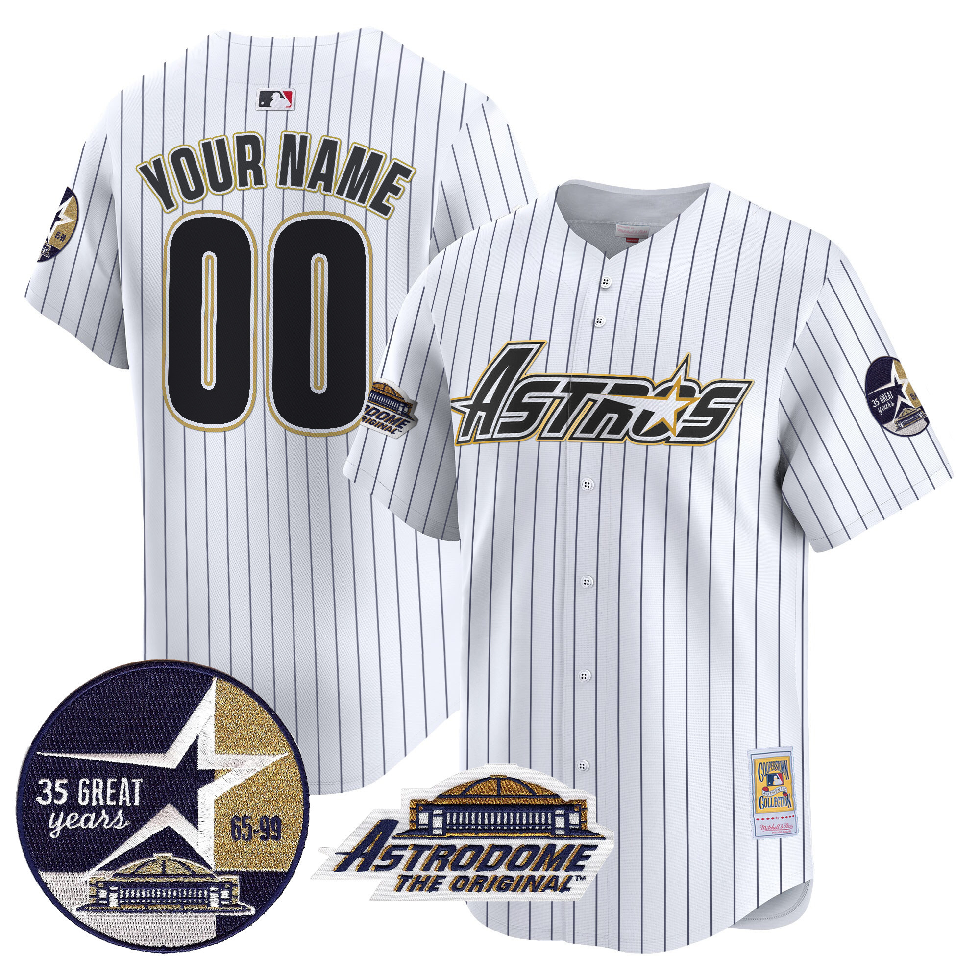 Astros 1999 Throwback 35th & Astrodome Patch Vapor Premier Limited Custom Jersey V3 - All Stitched - Image 6