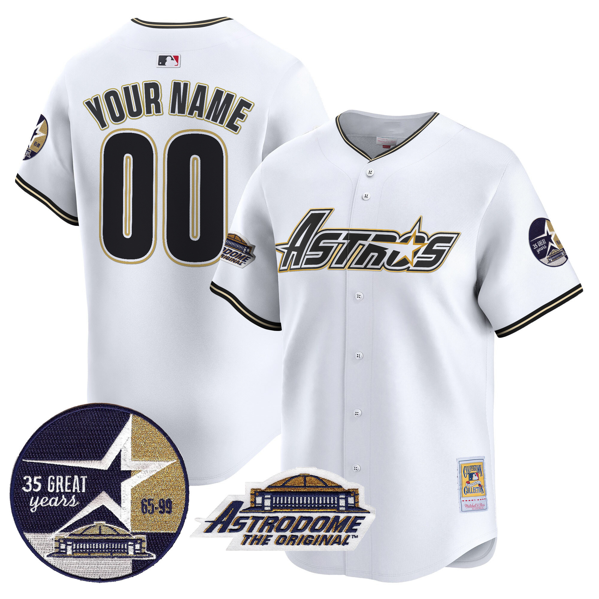 Astros 1999 Throwback 35th & Astrodome Patch Vapor Premier Limited Custom Jersey V3 - All Stitched - Image 3
