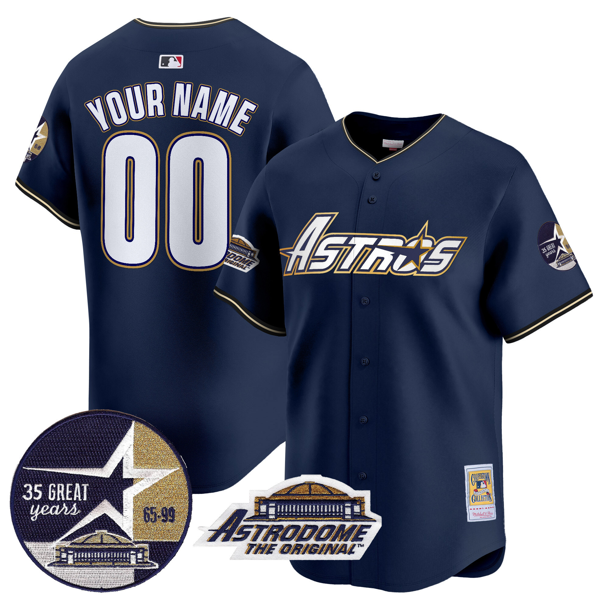 Astros 1999 Throwback 35th & Astrodome Patch Vapor Premier Limited Custom Jersey V3 - All Stitched - Image 4