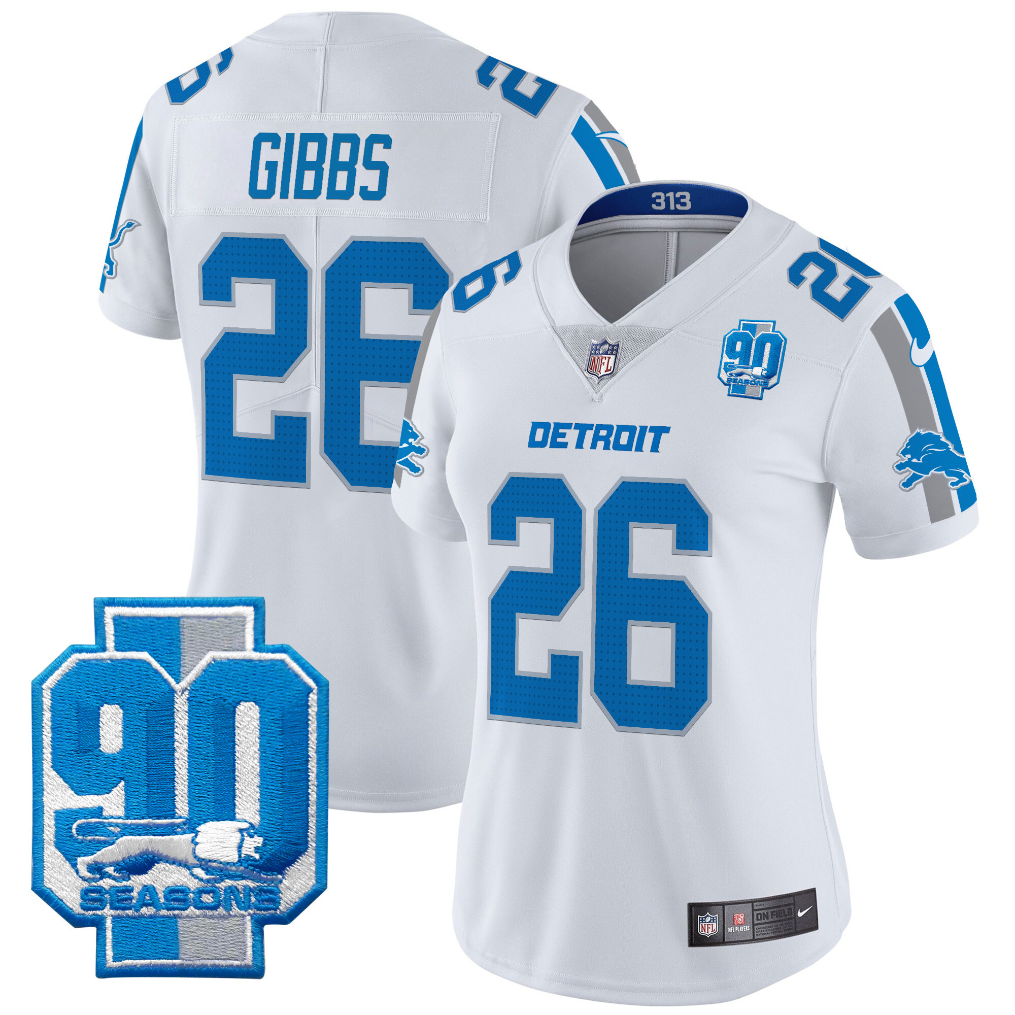 Women's Detroit Lions 90th Year Patch Vapor Limited Jersey - All Stitched - Image 14