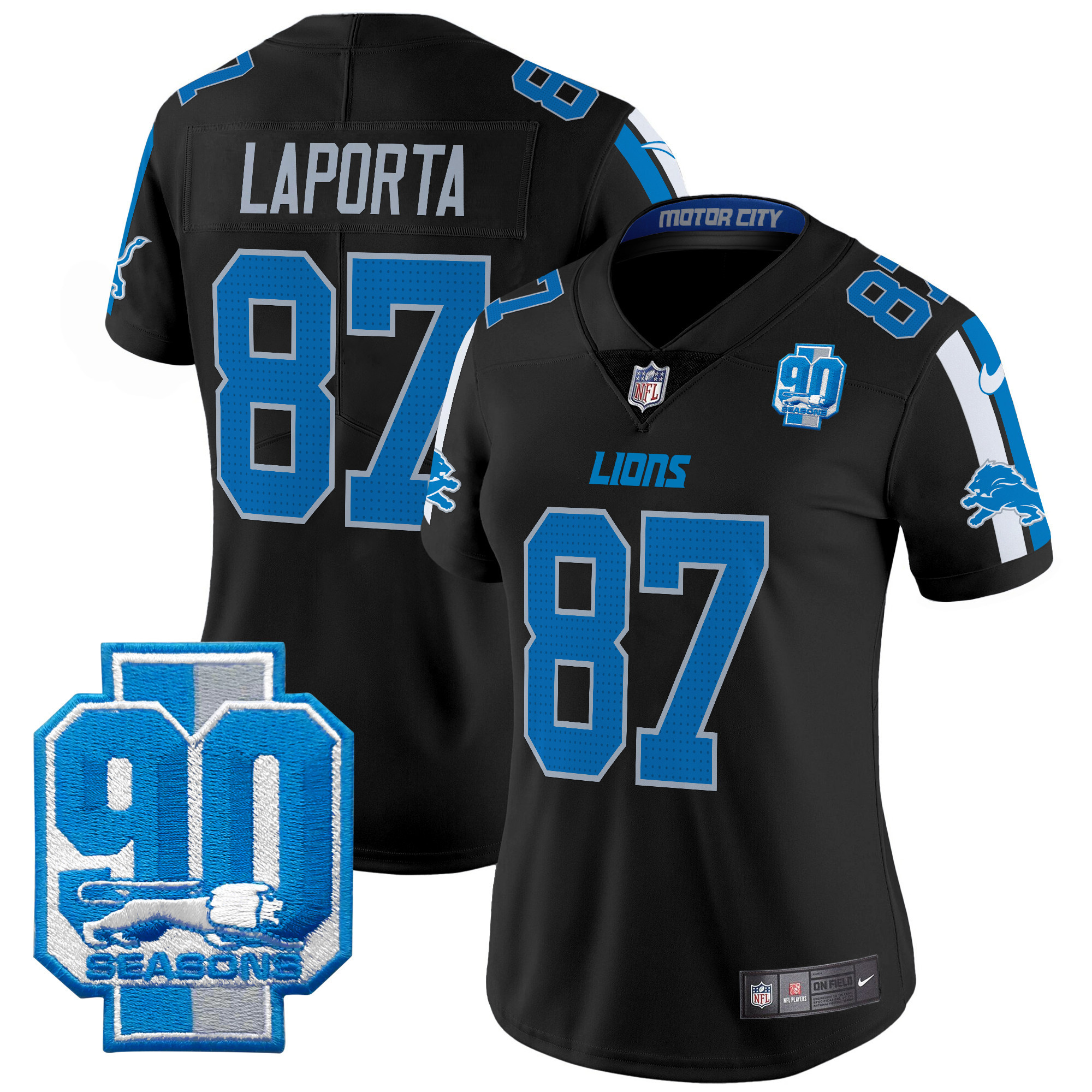 Women's Detroit Lions 90th Year Patch Vapor Limited Jersey - All Stitched - Image 6