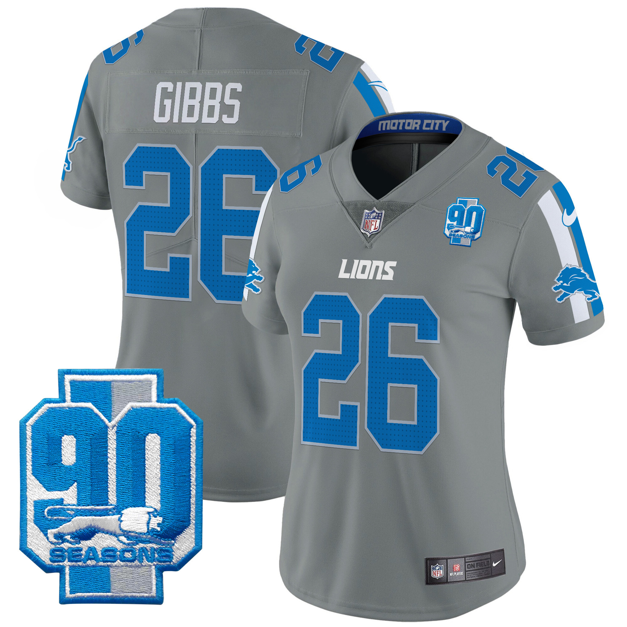 Women's Detroit Lions 90th Year Patch Vapor Limited Jersey - All Stitched - Image 28