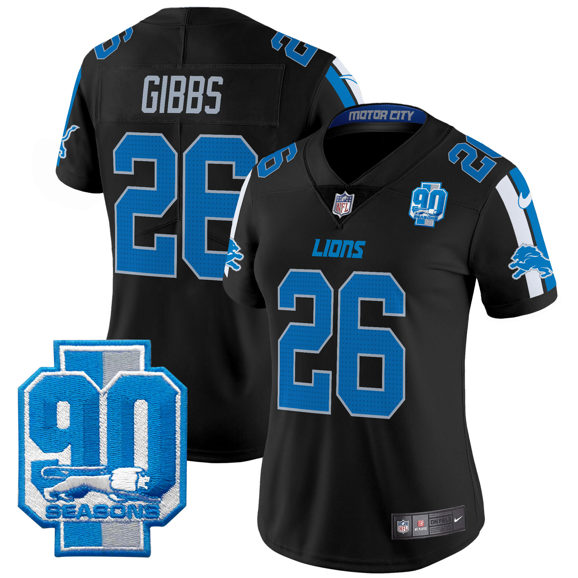 Women's Detroit Lions 90th Year Patch Vapor Limited Jersey - All Stitched - Image 7