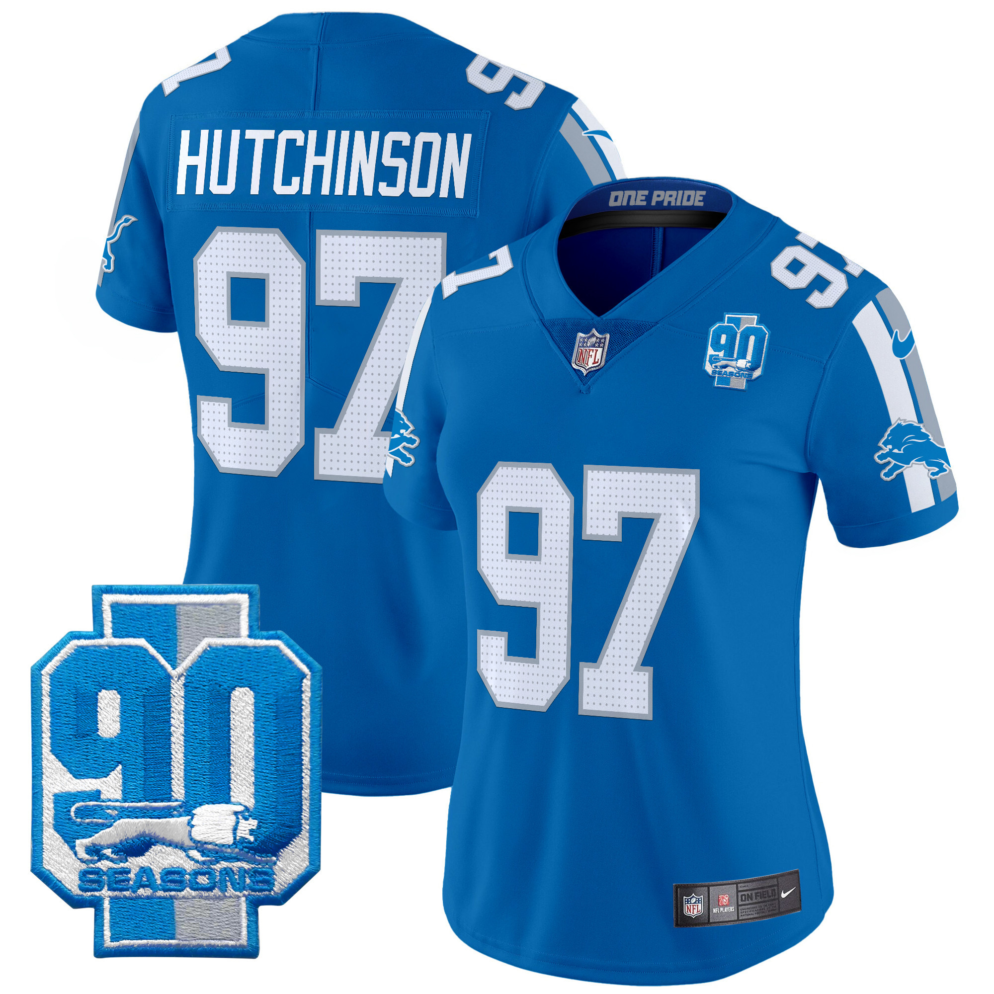 Women's Detroit Lions 90th Year Patch Vapor Limited Jersey - All Stitched - Image 15