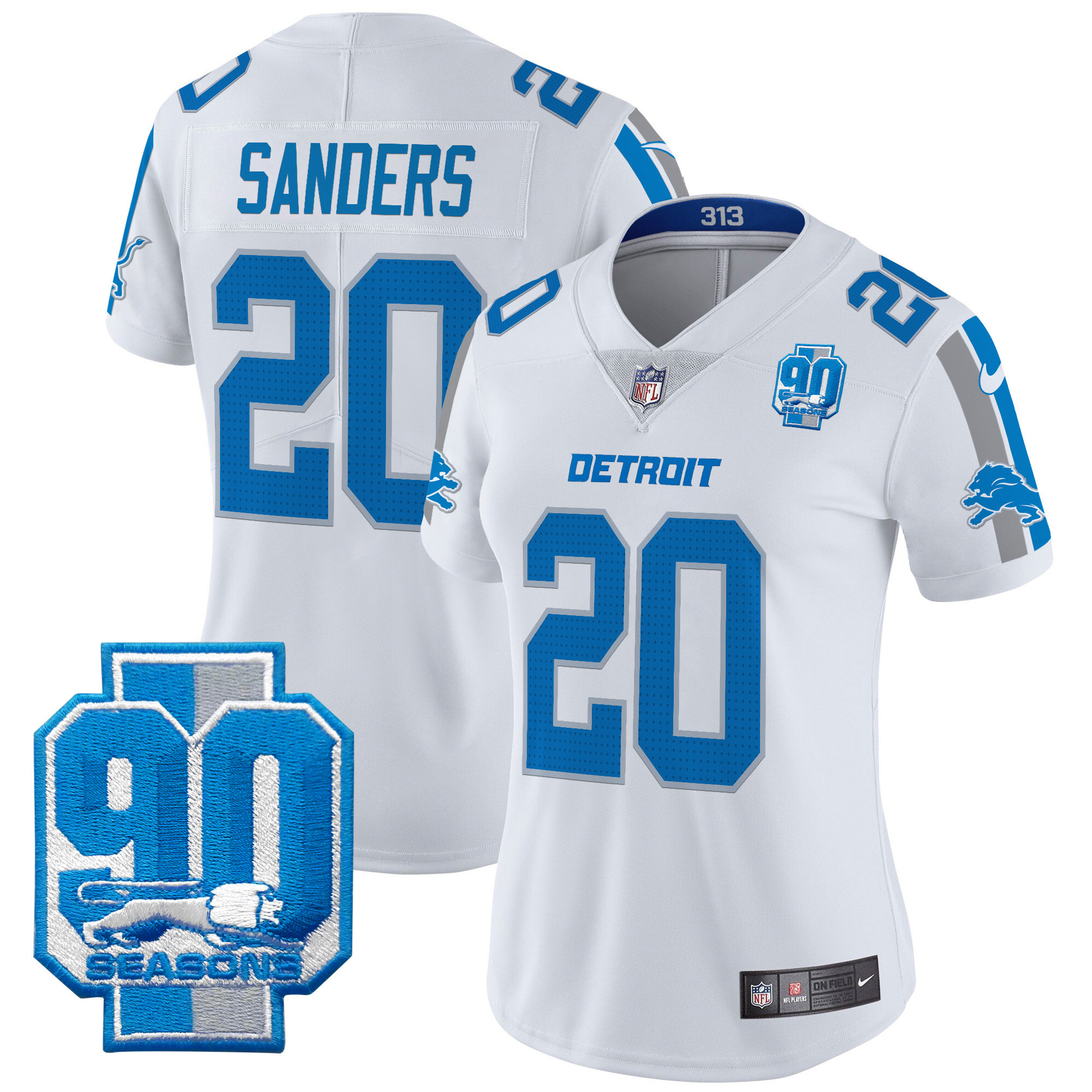 Women's Detroit Lions 90th Year Patch Vapor Limited Jersey - All Stitched - Image 12