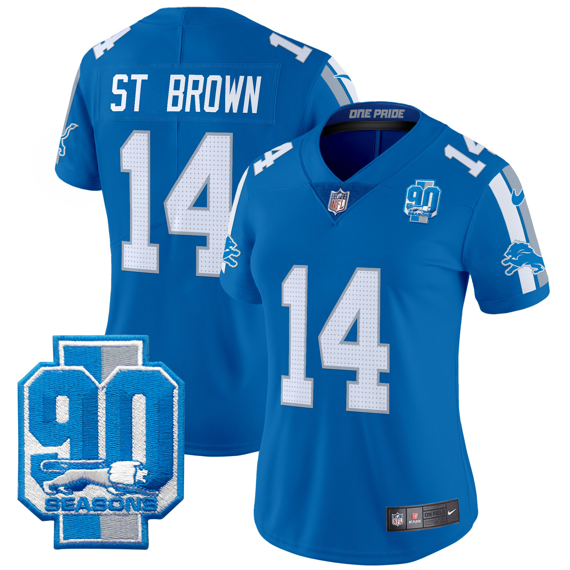 Women's Detroit Lions 90th Year Patch Vapor Limited Jersey - All Stitched - Image 17