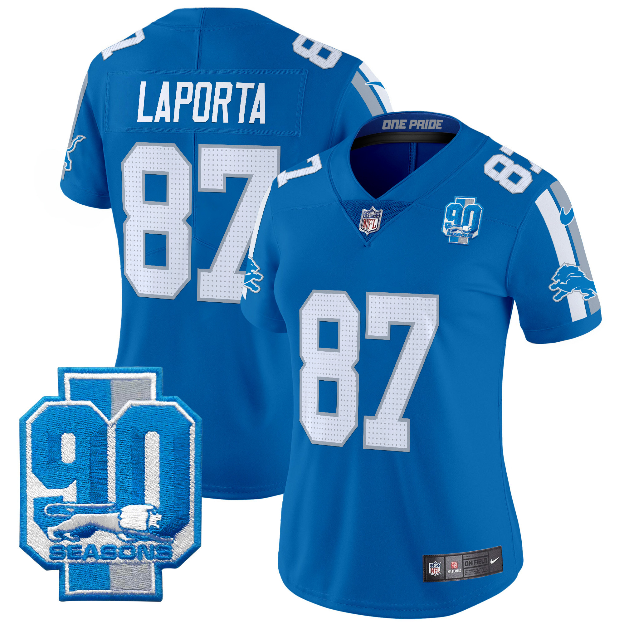 Women's Detroit Lions 90th Year Patch Vapor Limited Jersey - All Stitched - Image 20
