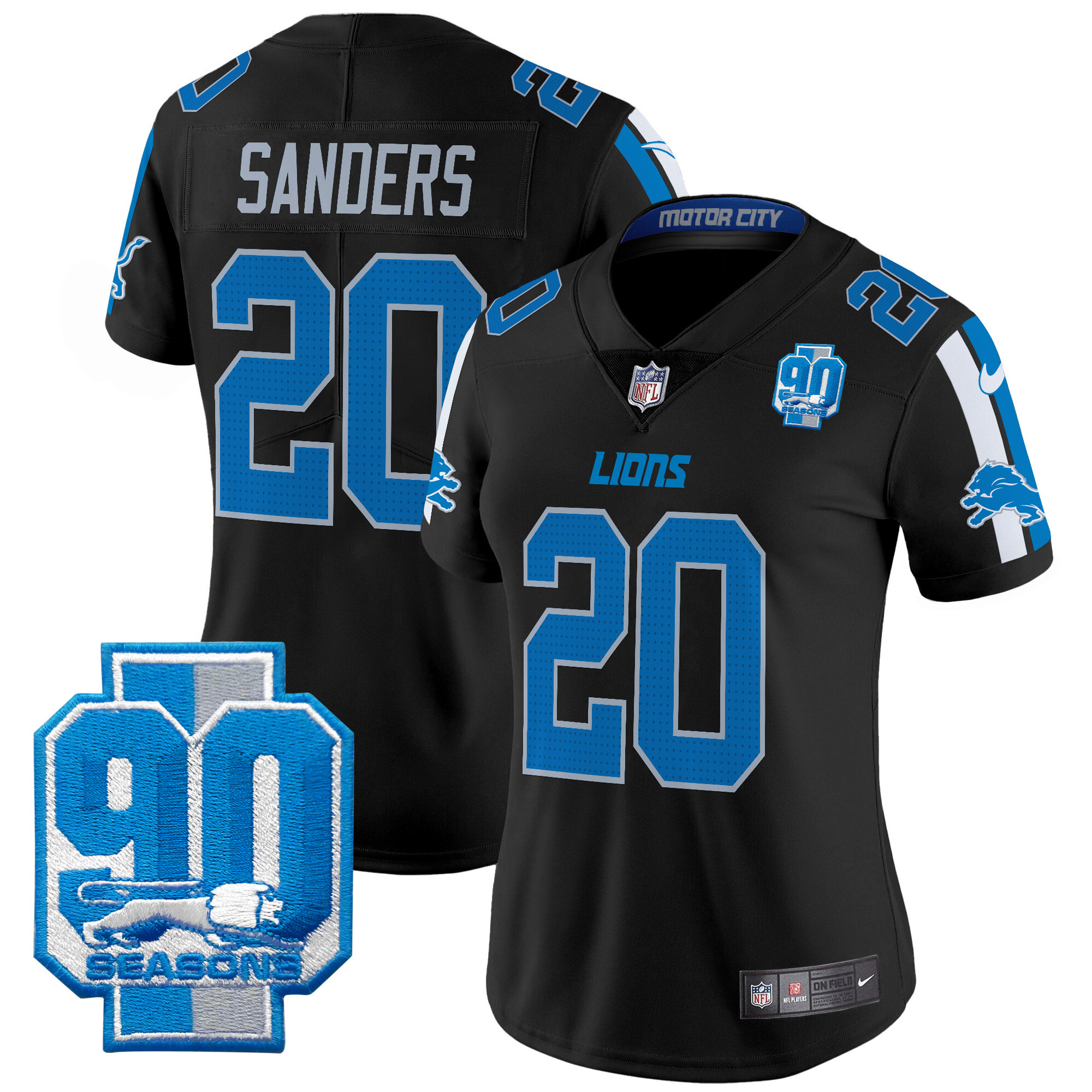 Women's Detroit Lions 90th Year Patch Vapor Limited Jersey - All Stitched - Image 5