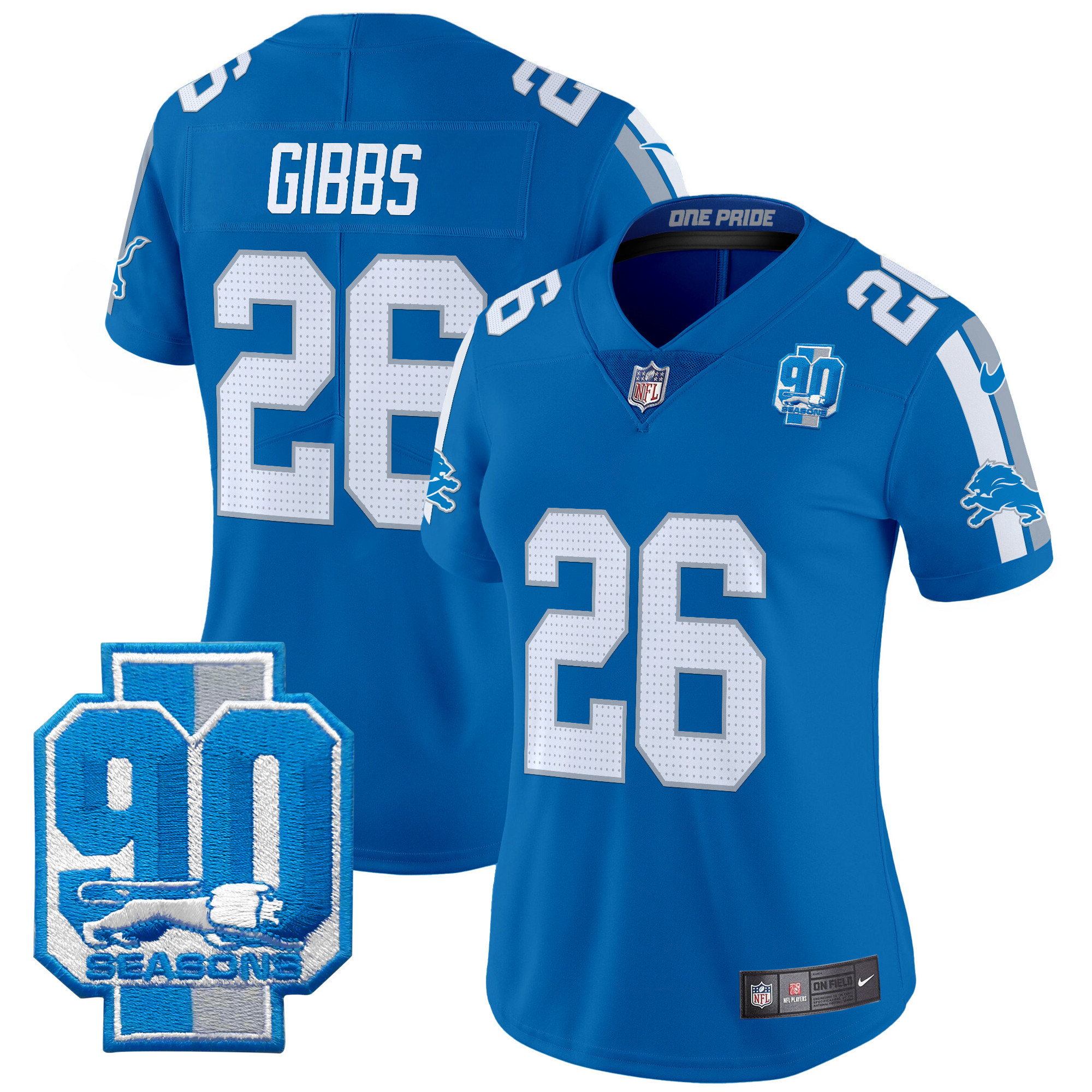 Women's Detroit Lions 90th Year Patch Vapor Limited Jersey - All Stitched - Image 21