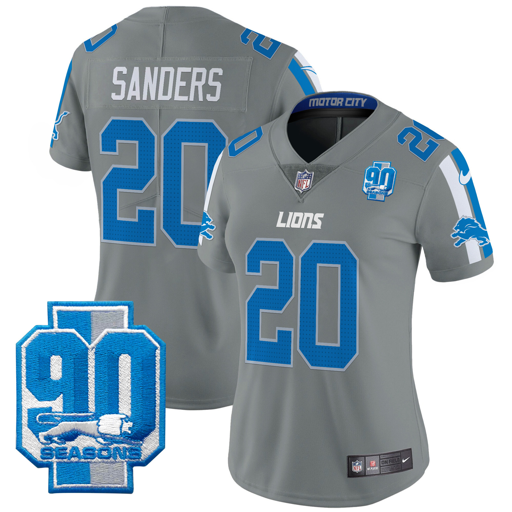 Women's Detroit Lions 90th Year Patch Vapor Limited Jersey - All Stitched - Image 26