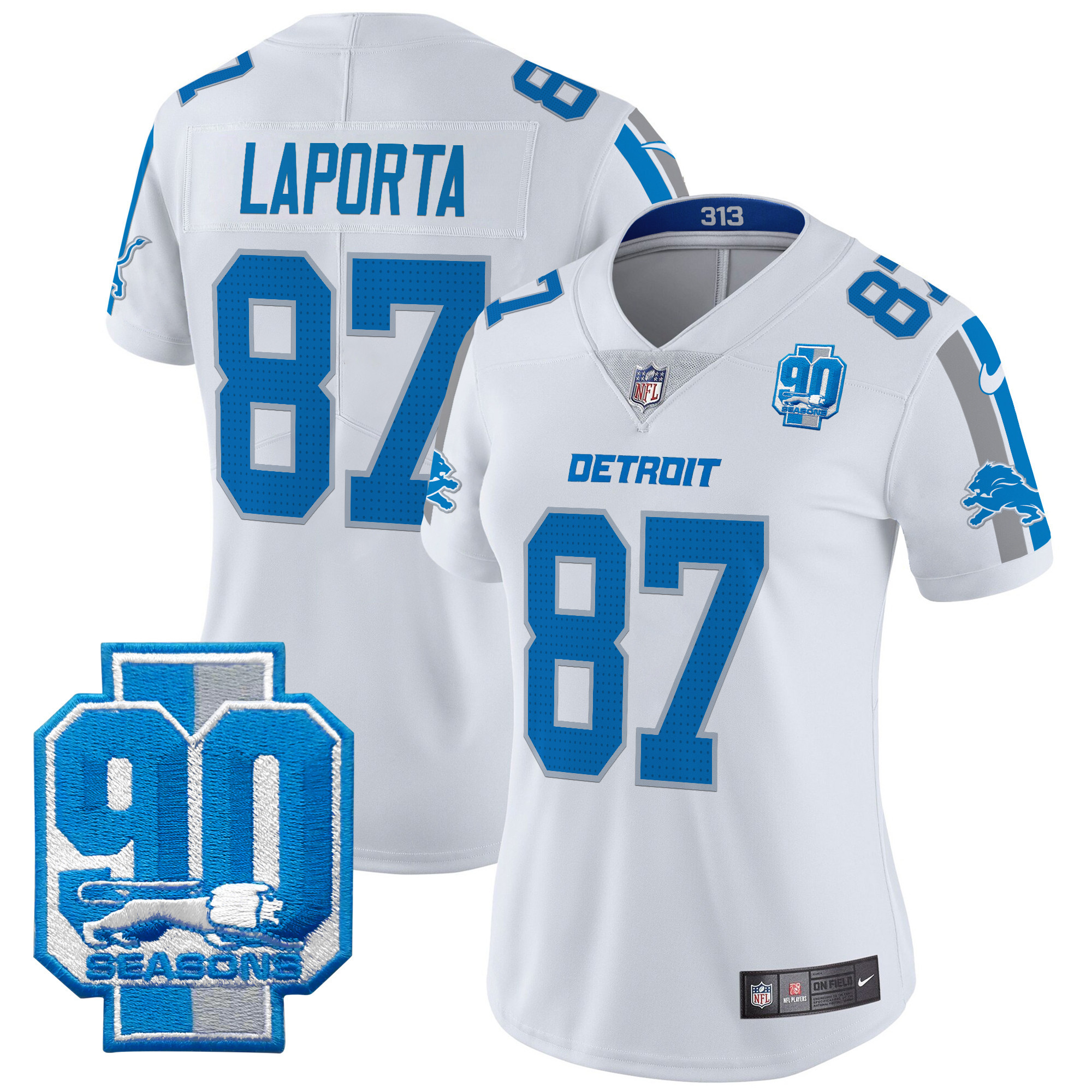 Women's Detroit Lions 90th Year Patch Vapor Limited Jersey - All Stitched - Image 13