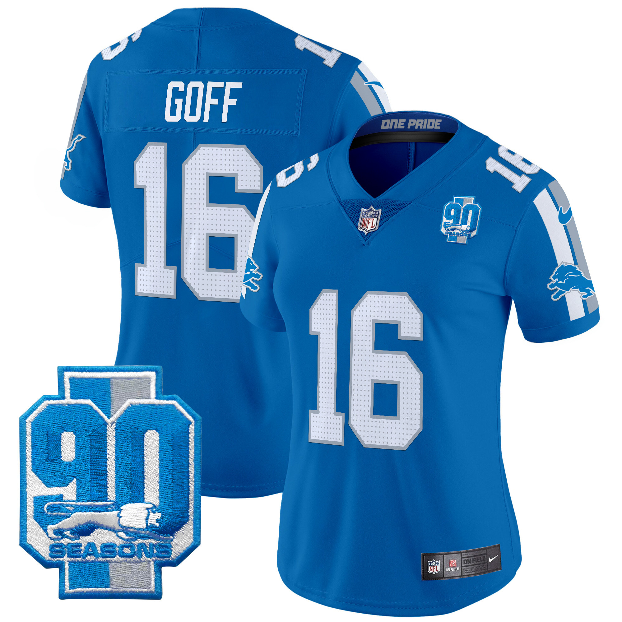 Women's Detroit Lions 90th Year Patch Vapor Limited Jersey - All Stitched - Image 16