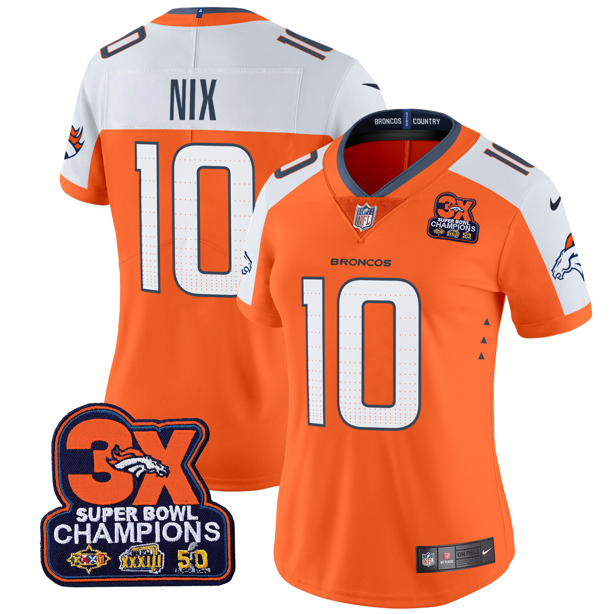 Women's Denver Broncos 3-Time Champions Patch Vapor Limited Jersey - All Stitched - Image 22