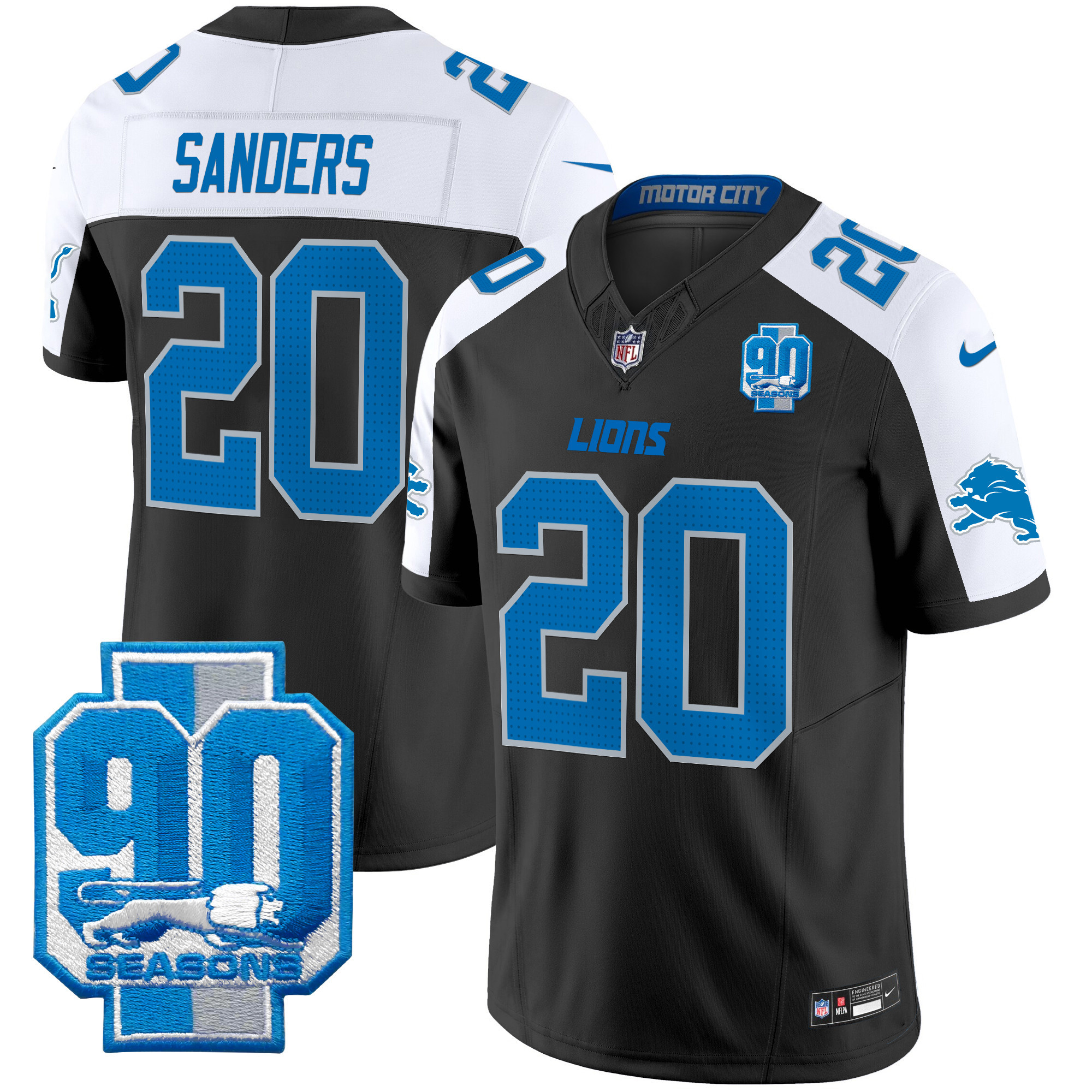 Men's Detroit Lions 90th Year Patch Vapor Limited Jersey - All Stitched - Image 33