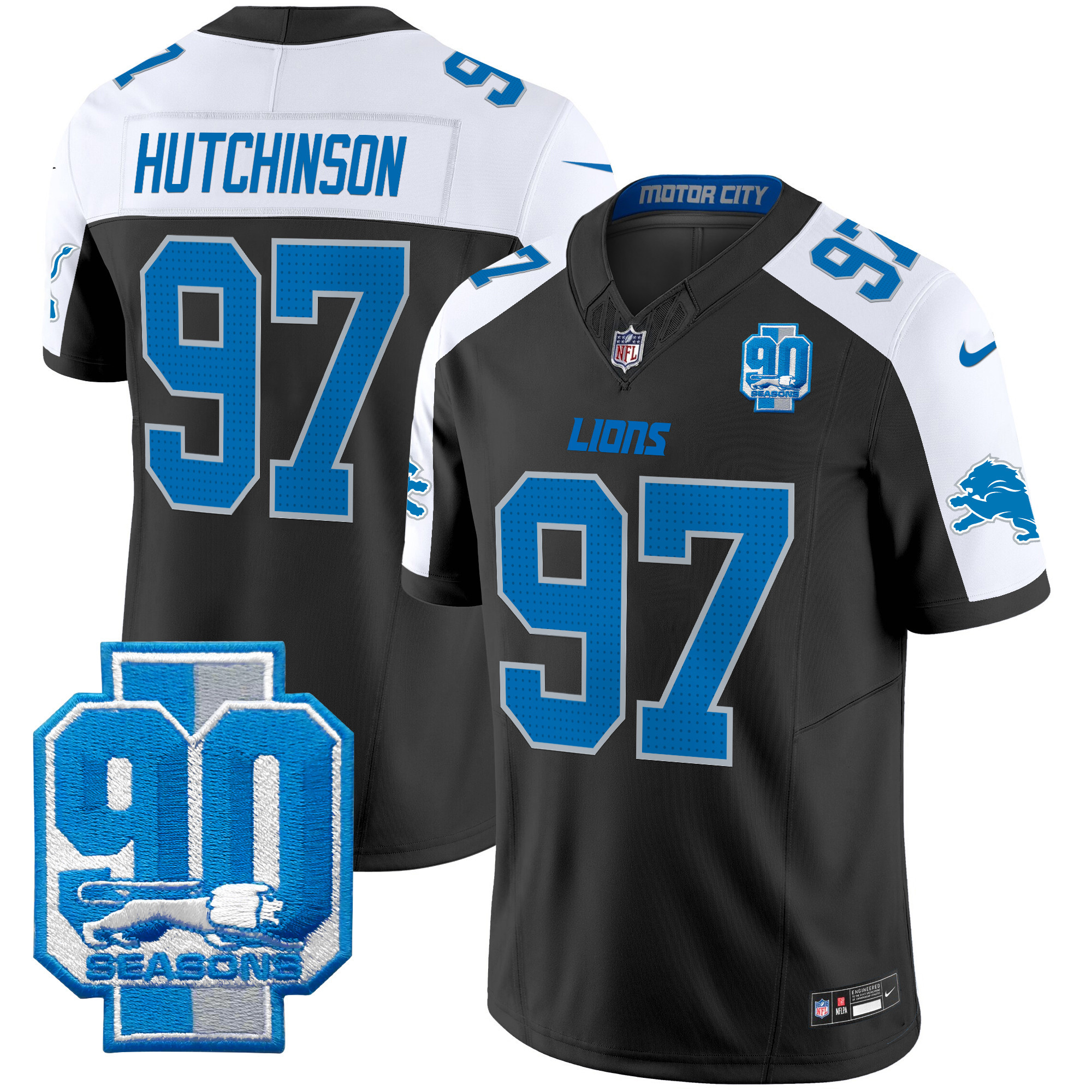 Men's Detroit Lions 90th Year Patch Vapor Limited Jersey - All Stitched - Image 29