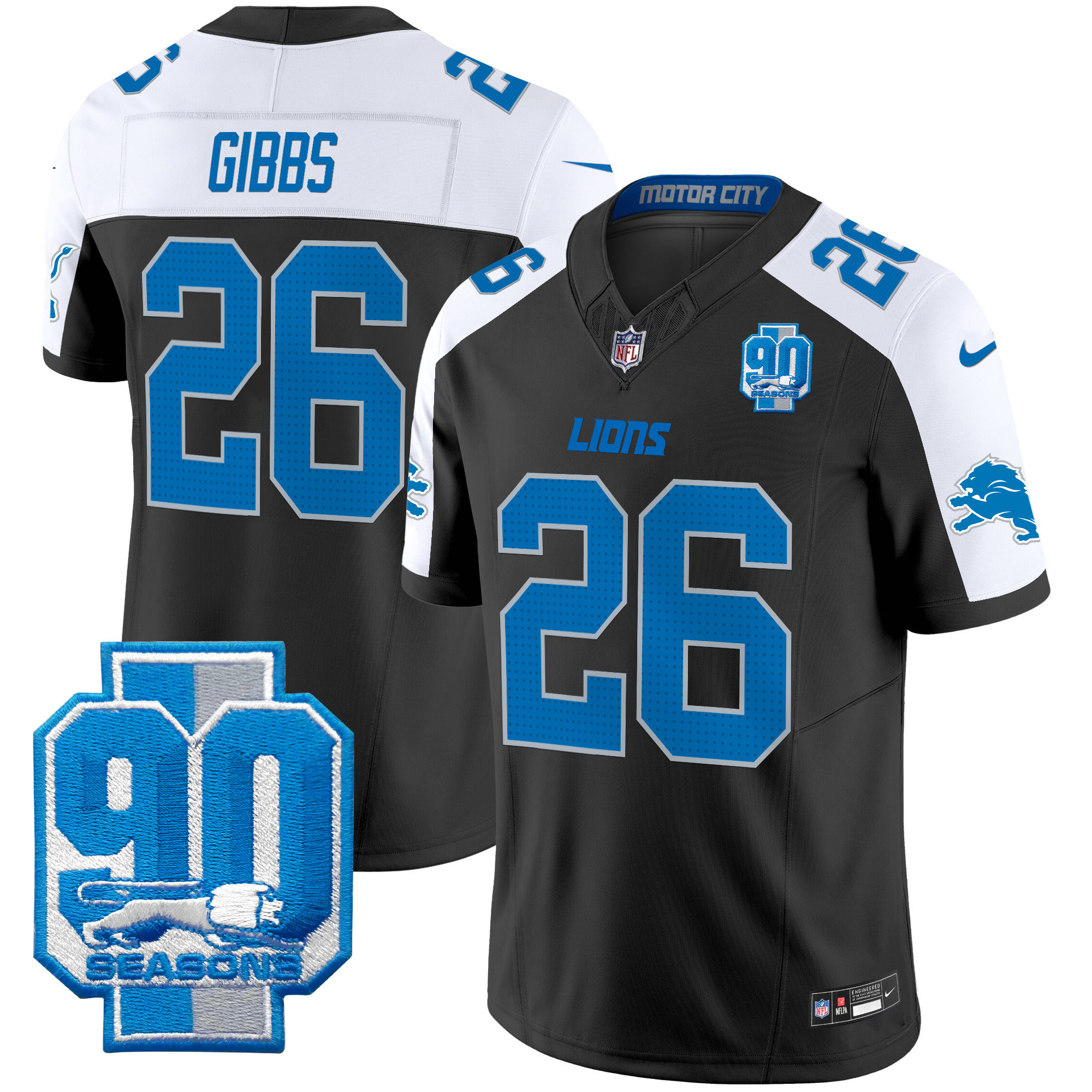 Men's Detroit Lions 90th Year Patch Vapor Limited Jersey - All Stitched - Image 35