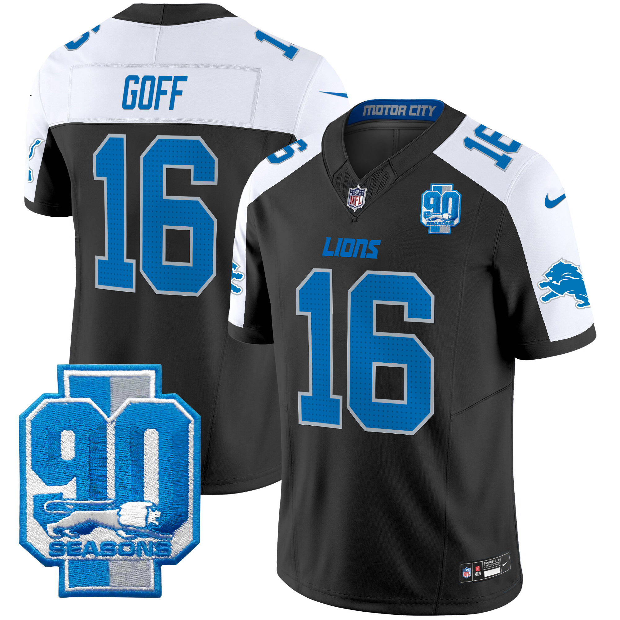 Men's Detroit Lions 90th Year Patch Vapor Limited Jersey - All Stitched - Image 30