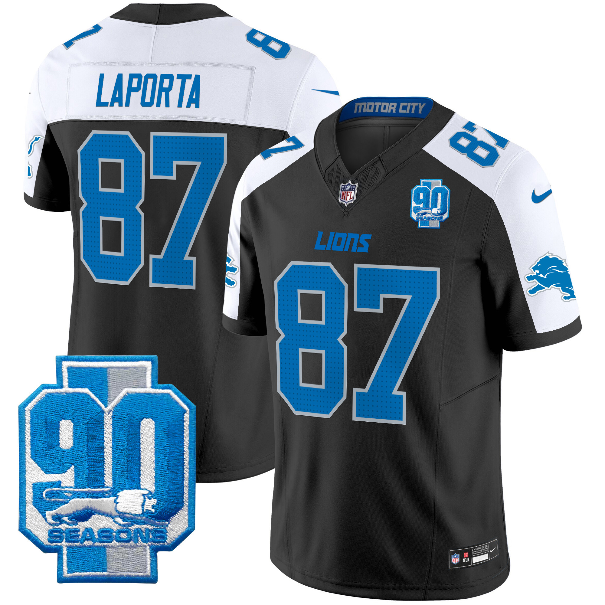 Men's Detroit Lions 90th Year Patch Vapor Limited Jersey - All Stitched - Image 34