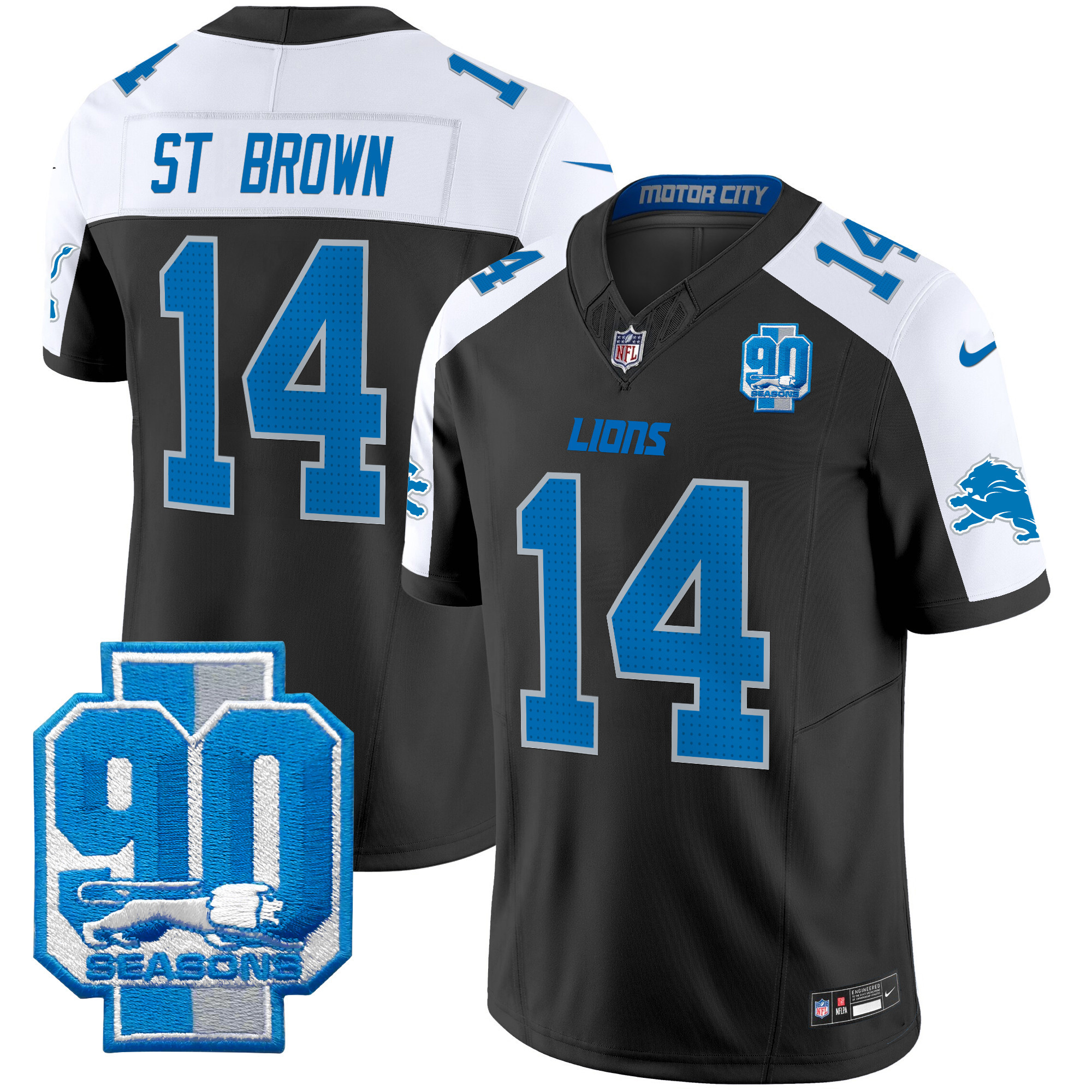 Men's Detroit Lions 90th Year Patch Vapor Limited Jersey - All Stitched - Image 31