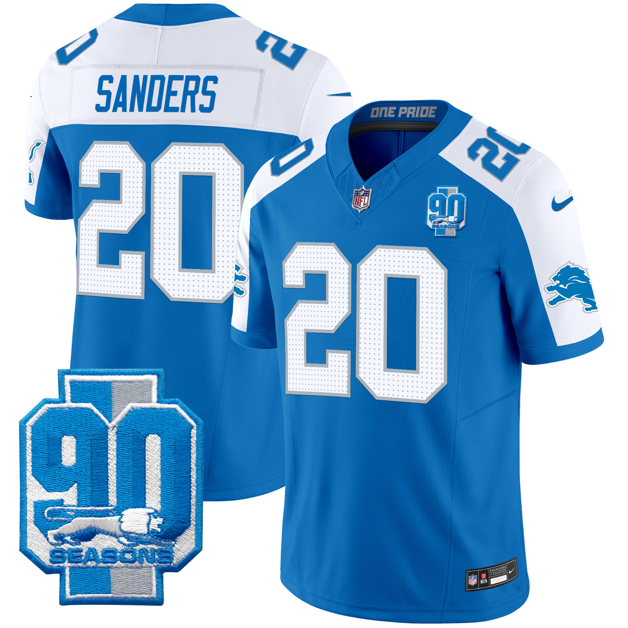 Men's Detroit Lions 90th Year Patch Vapor Limited Jersey - All Stitched - Image 40