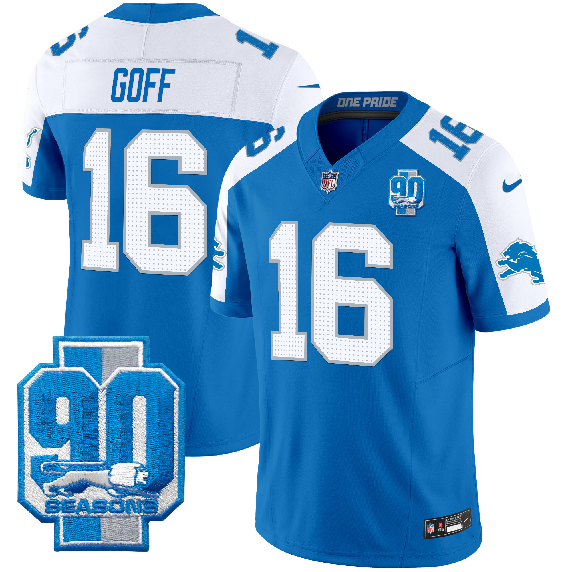 Men's Detroit Lions 90th Year Patch Vapor Limited Jersey - All Stitched - Image 37