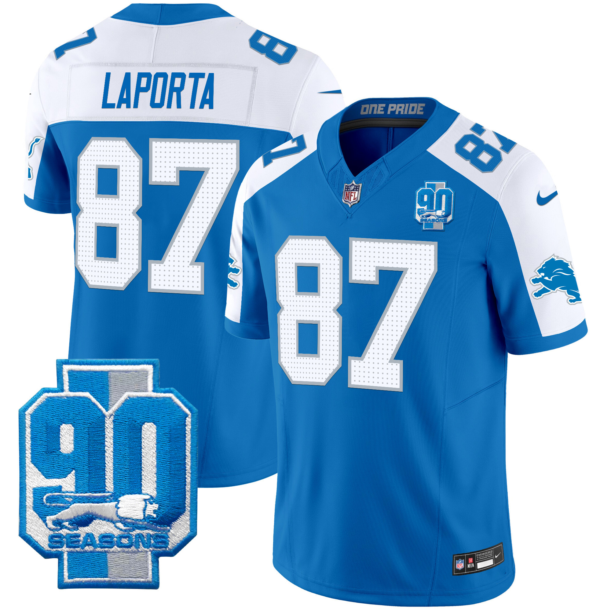 Men's Detroit Lions 90th Year Patch Vapor Limited Jersey - All Stitched - Image 41