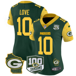 Women's Packers 100th Season & Home Patch Cheese Vapor Limited Jersey – All Stitched