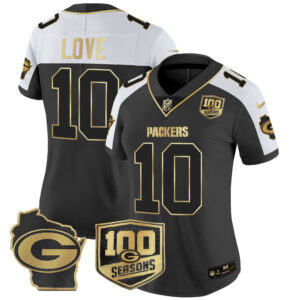 Women's Packers 100th Season & Home Patch Gold Vapor Limited Jersey – All Stitched