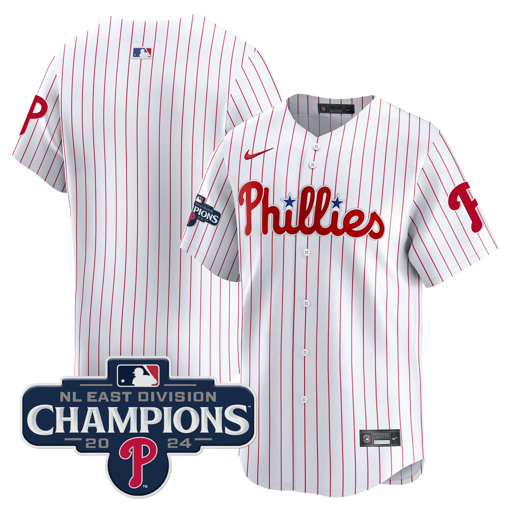 Men's Phillies 2024 NL East Division Champions Gold Vapor Premier Limited Jersey - All Stitched - Image 36